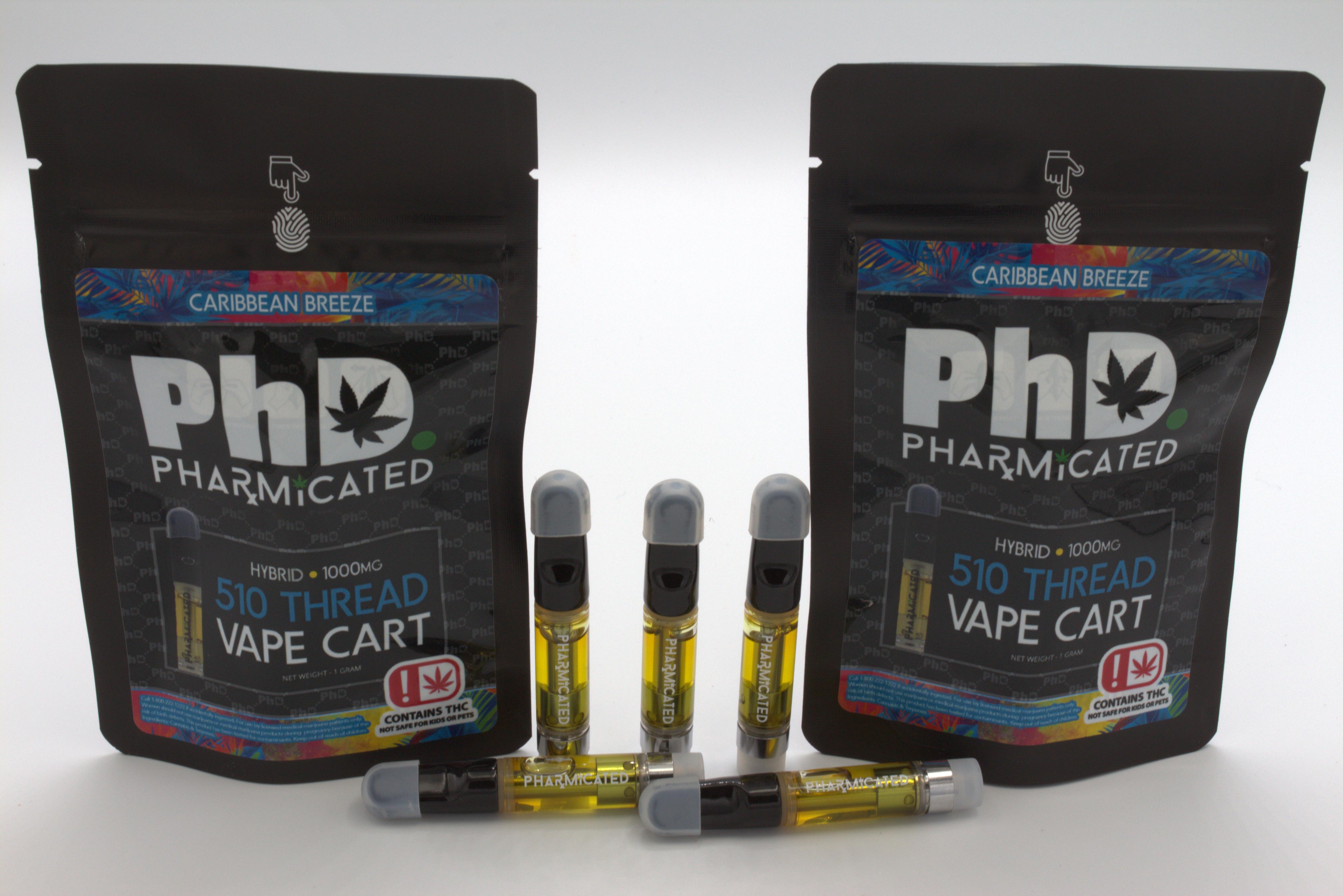 Pharmicated 510 Thread Vape Cart - 1000 mg - Caribbean Breeze (Case Size: 5 Each) (H)