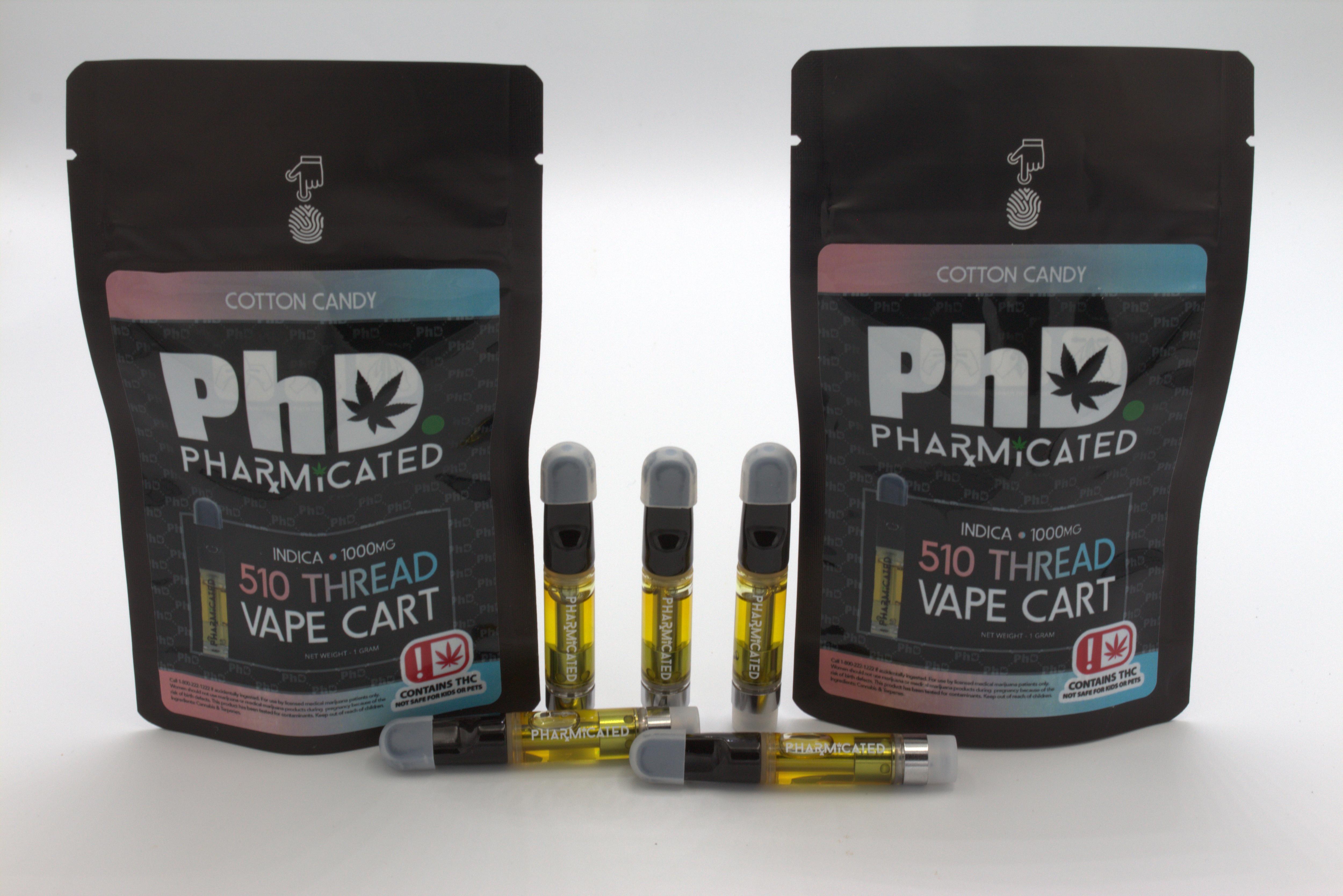 Pharmicated 510 Thread Vape Cart - 1000 mg - Cotton Candy (Case Size: 5 Each) (I)
