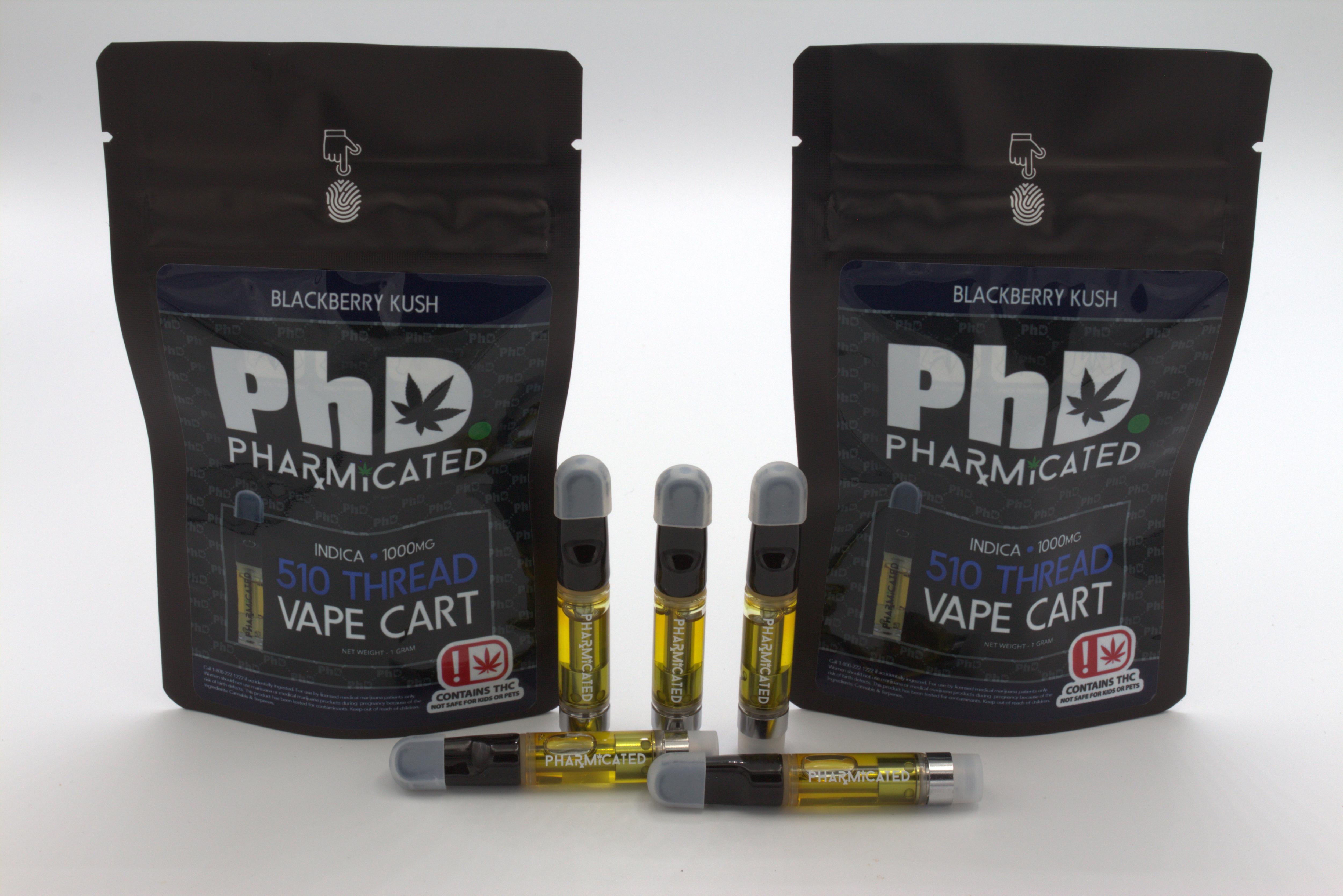 Pharmicated 510 Thread Vape Cart - 1000 mg - Blackberry Kush (Case Size: 5 Each) (I)