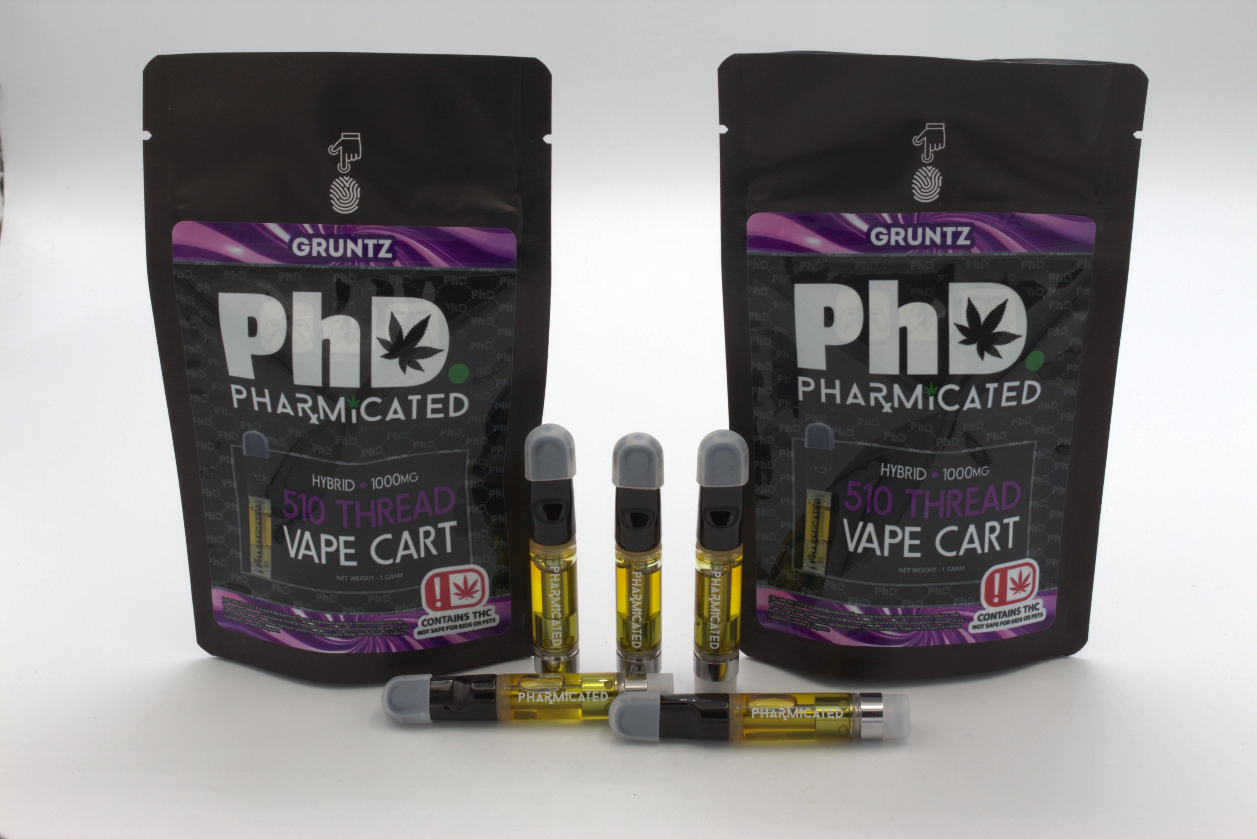 Pharmicated 510 Thread Vape Cart - 1000 mg - Gruntz (Case Size: 5 Each) (H)
