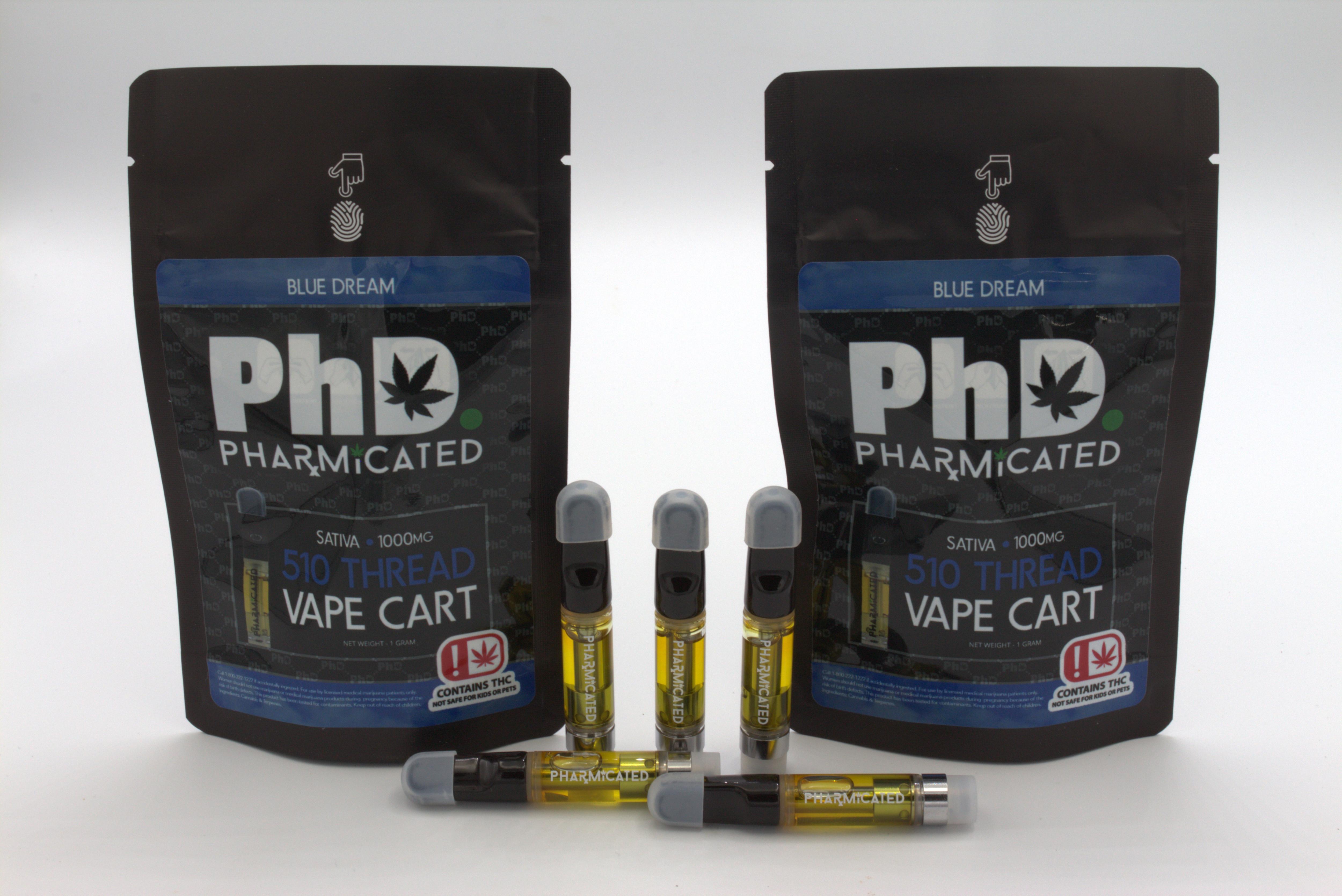 Pharmicated 510 Thread Vape Cart - 1000 mg - Blue Dream (Case Size: 5 Each) (S)