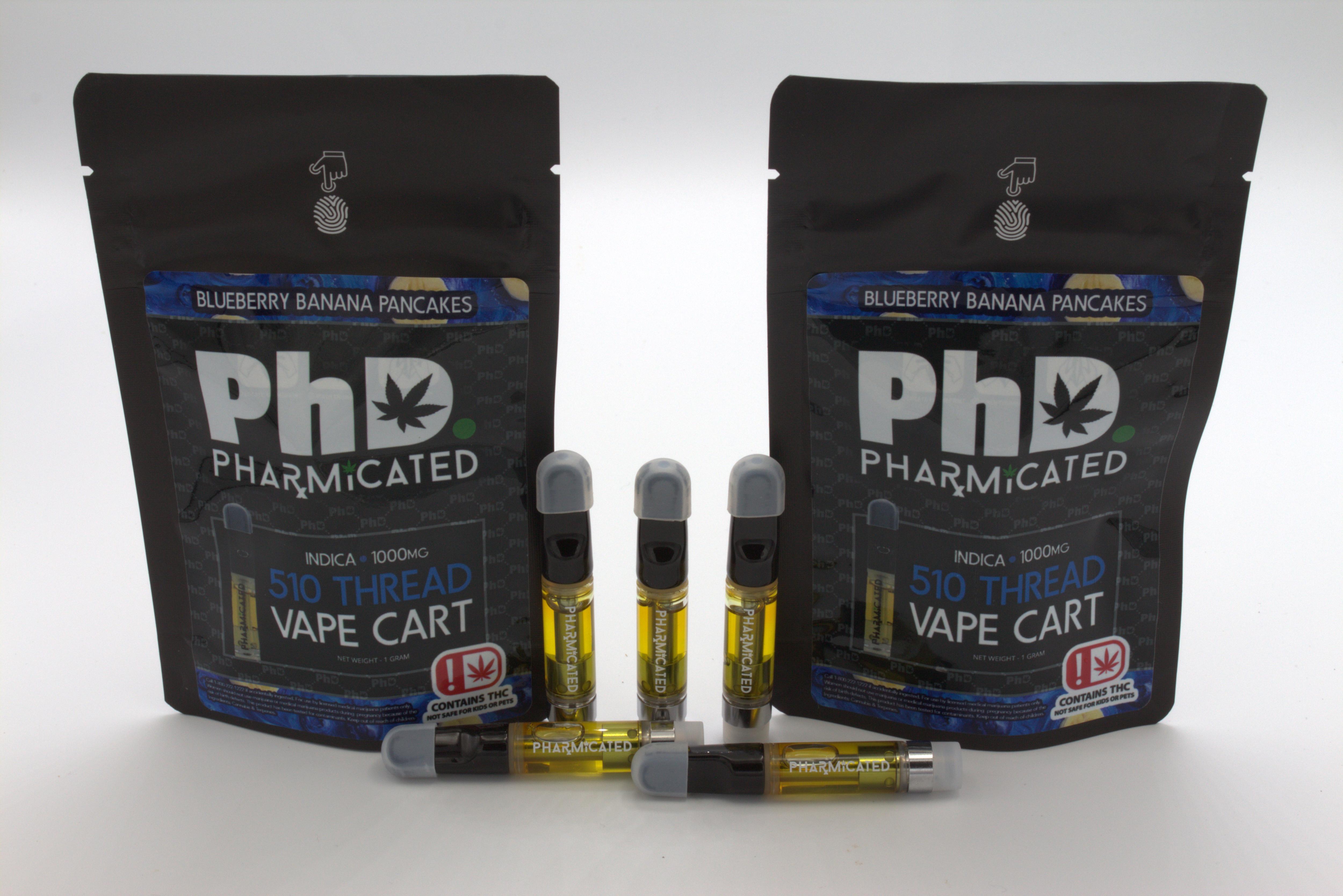 Pharmicated 510 Thread Vape Cart - 1000 mg - Blueberry Banana Pancakes (Case Size: 5 Each) (I)