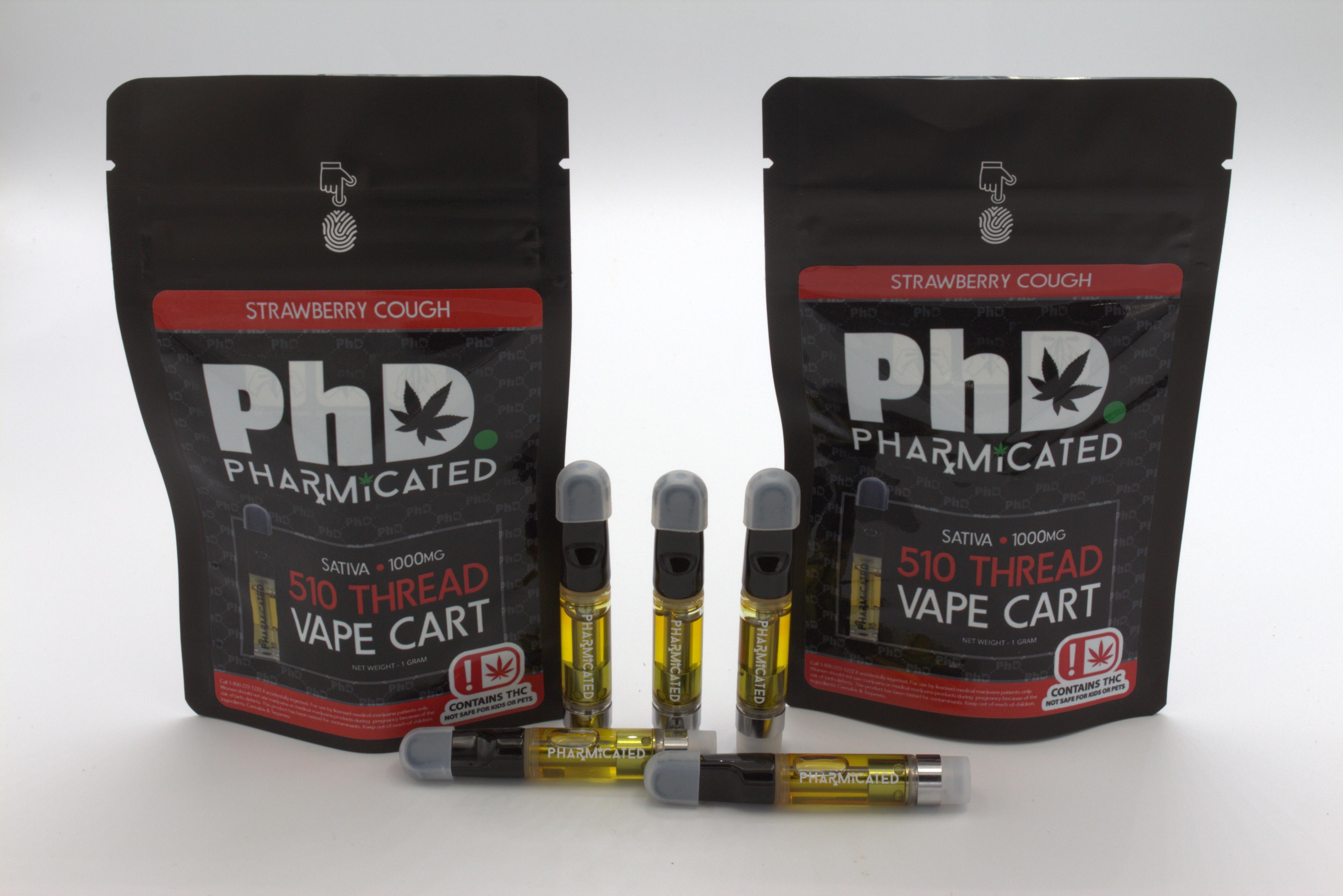 Pharmicated 510 Thread Vape Cart - 1000 mg - Strawberry Cough (Case Size: 5 Each) (S)