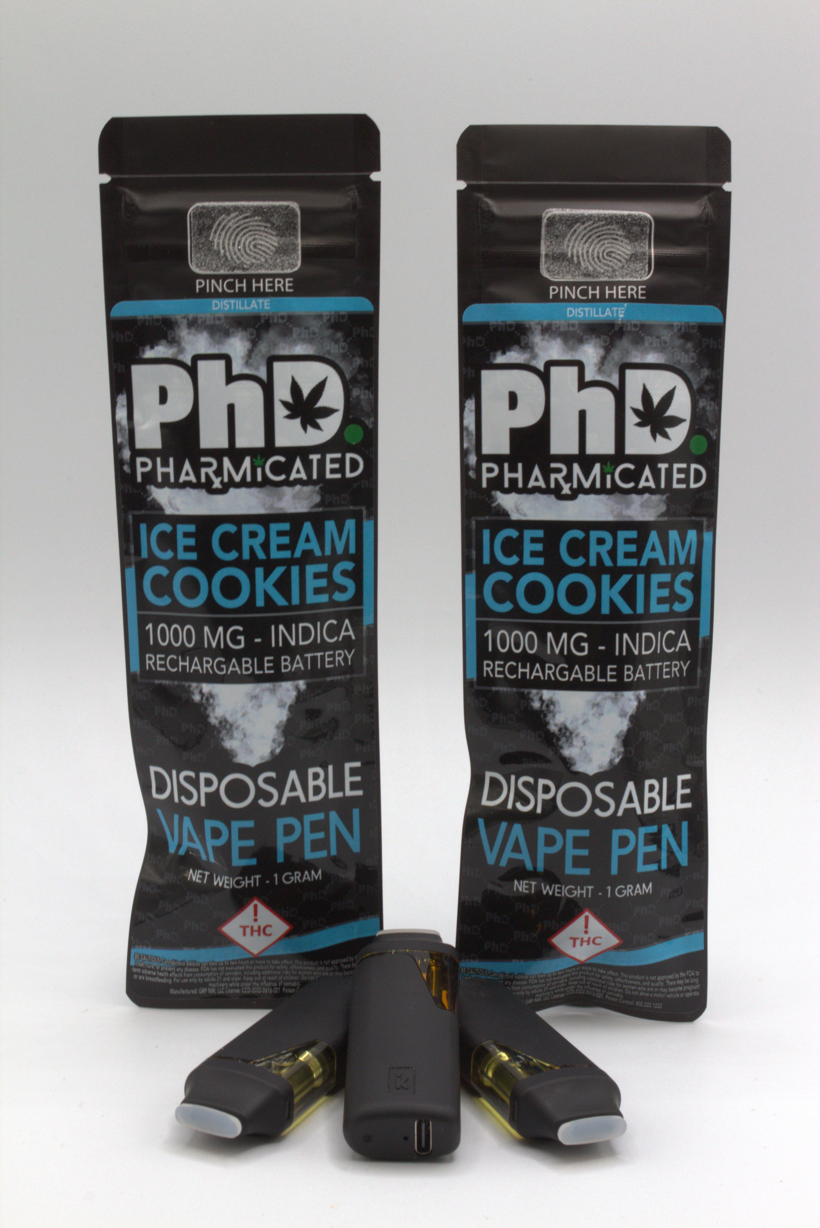 PhD Disposable Vape Cart - 1000 mg - Ice Cream Cookies (Case Size: 5 Each) (I)