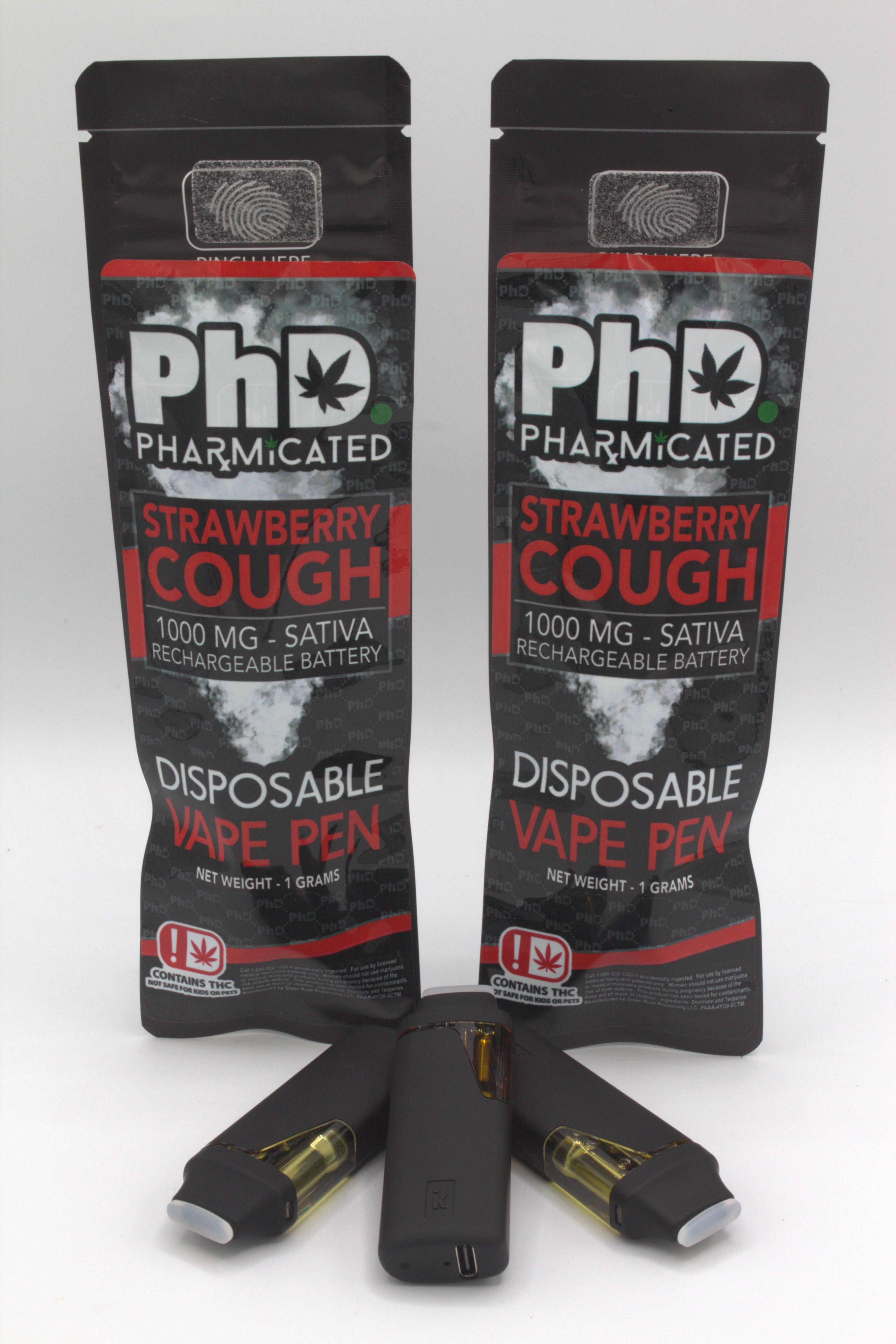 PhD Disposable Vape Cart - 1000 mg - Strawberry Cough (Case Size: 5 Each) (S)