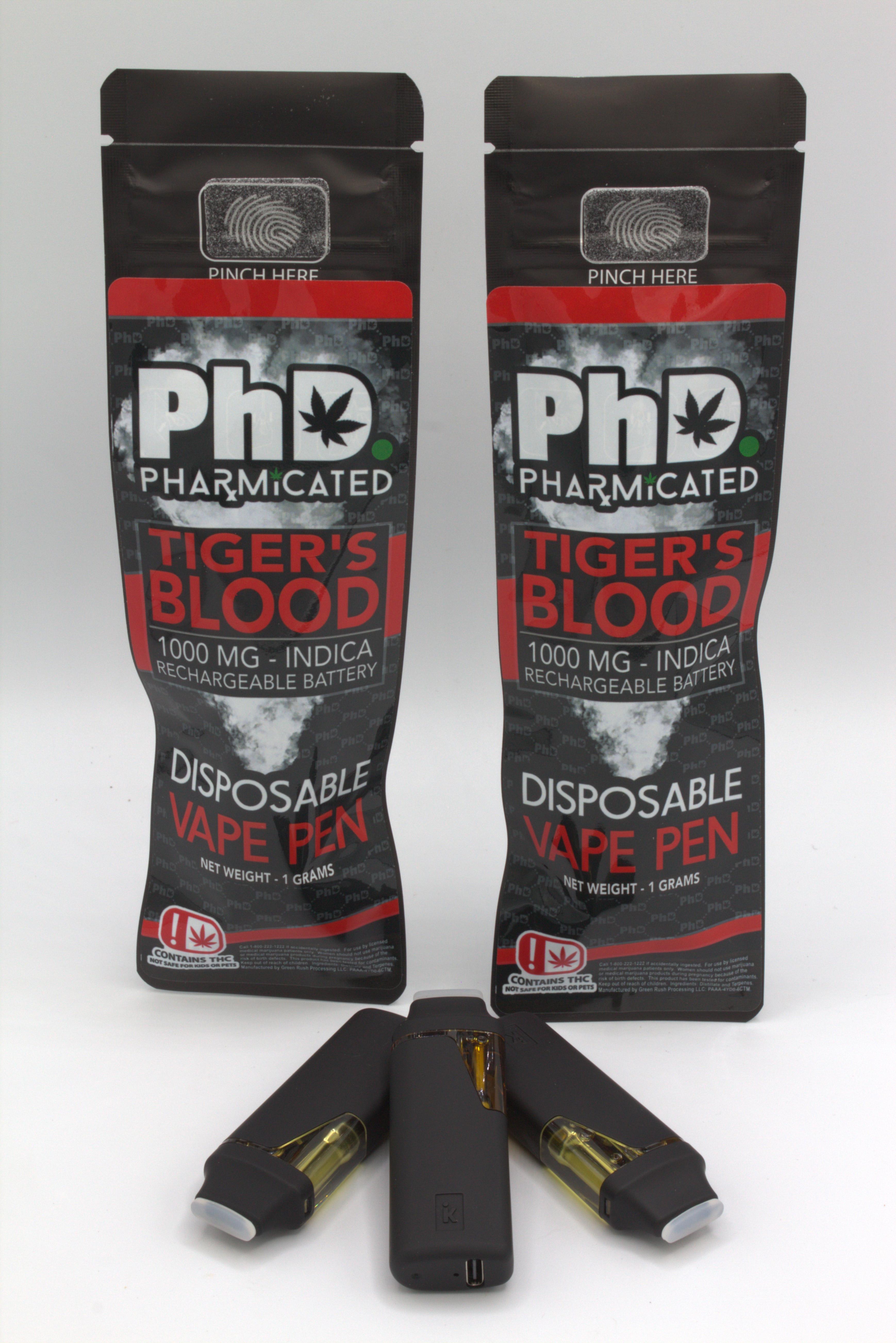 PhD Disposable Vape Cart - 1000 mg - Tiger's Blood (Case Size: 5 Each) (I)