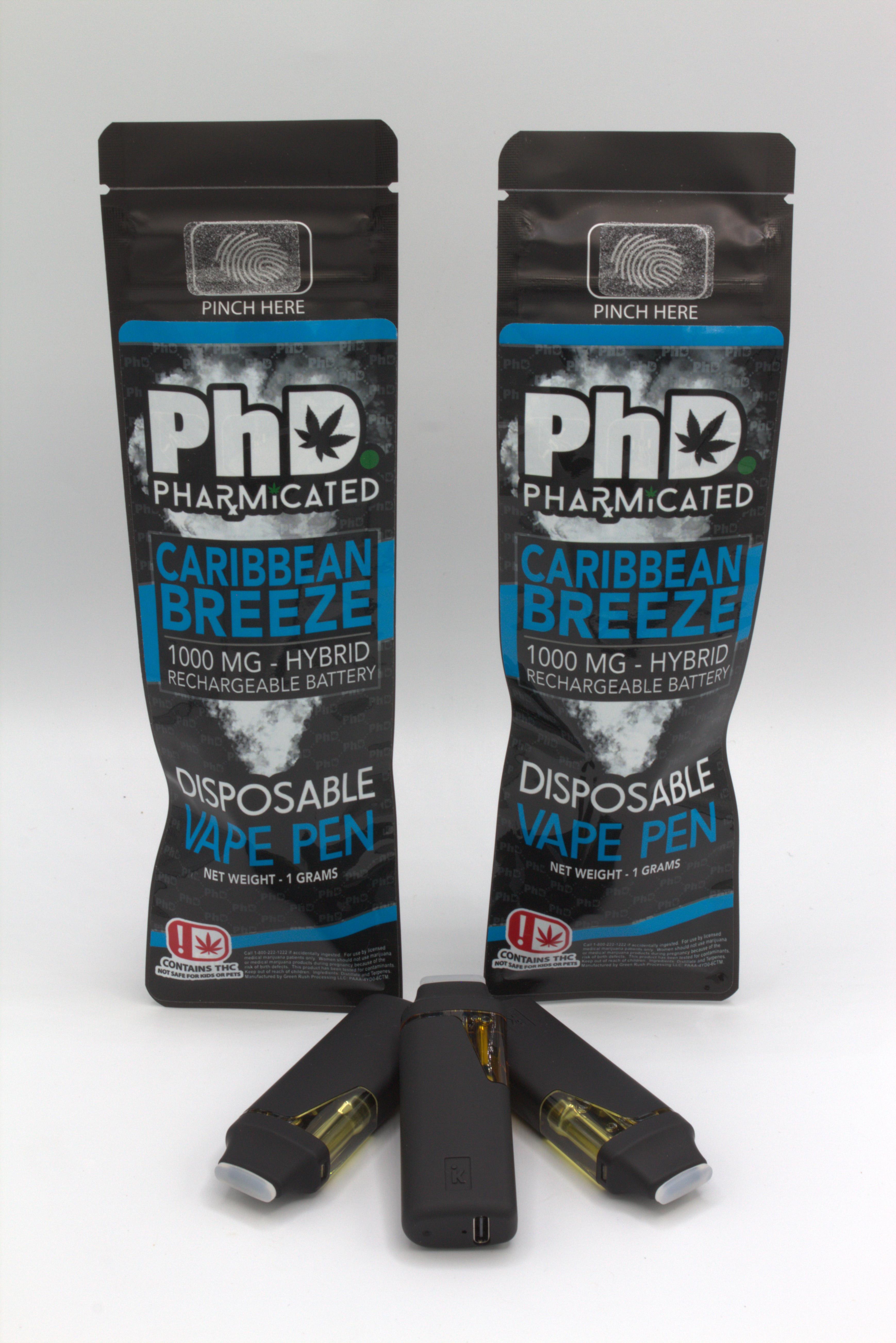 PhD Disposable Vape Cart - 1000 mg - Caribbean Breeze  (Case Size: 5 Each) (H)