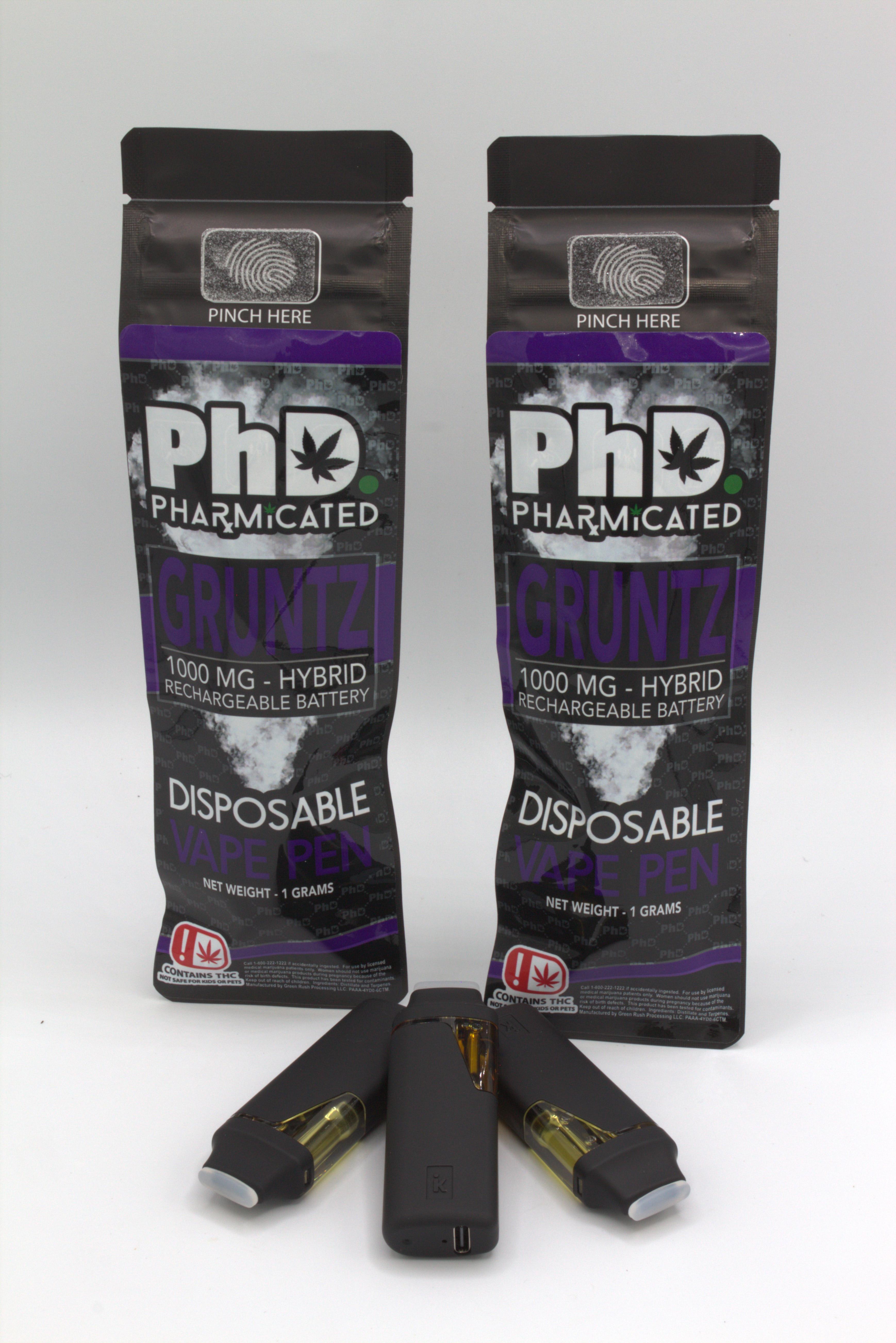 PhD Disposable Vape Cart - 1000 mg - Gruntz (Case Size: 5 Each) (H)