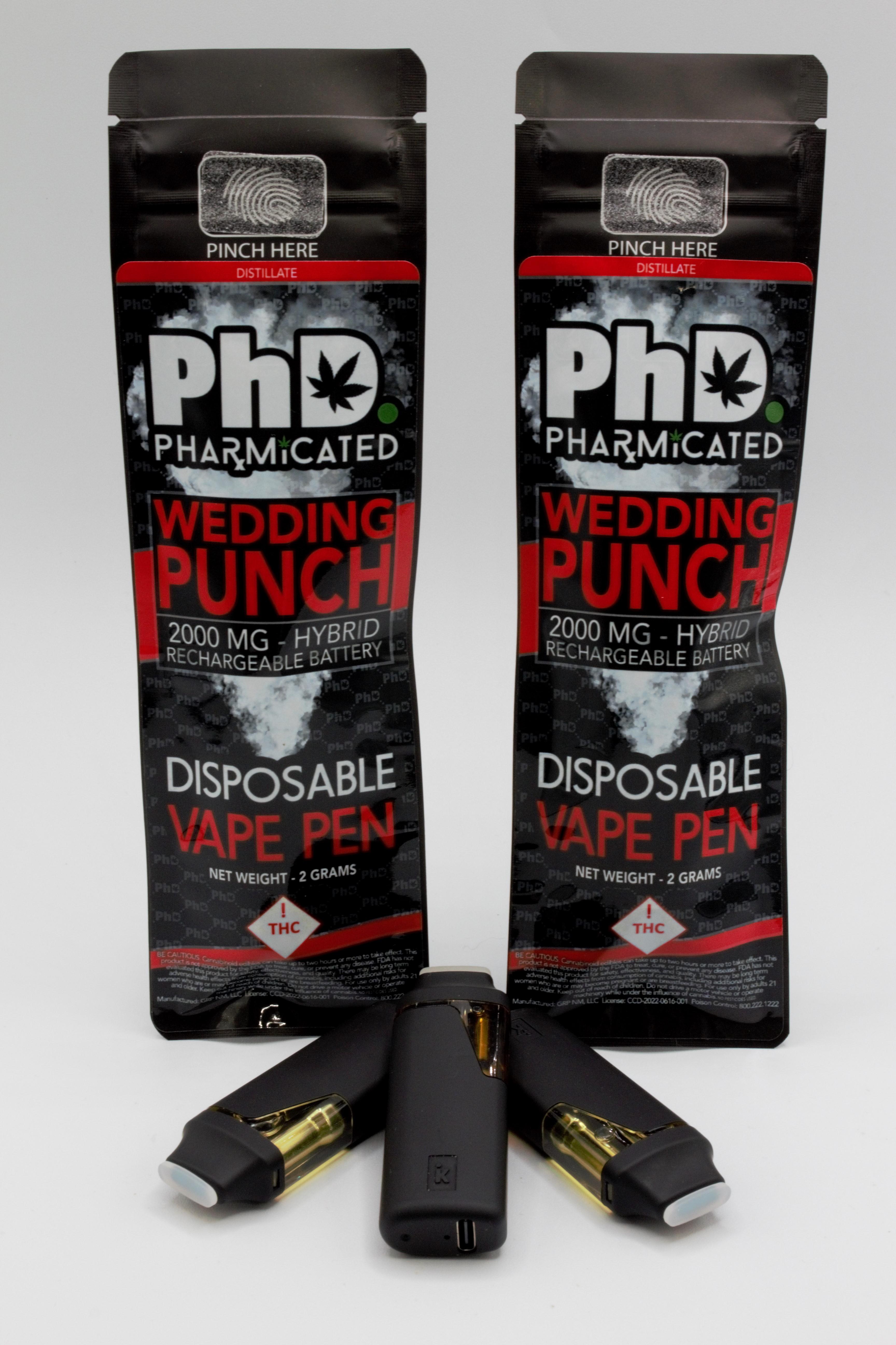 PhD Disposable D9 Vape Cart - 2000 mg - Wedding Punch (Case Size: 5 Each) (H)