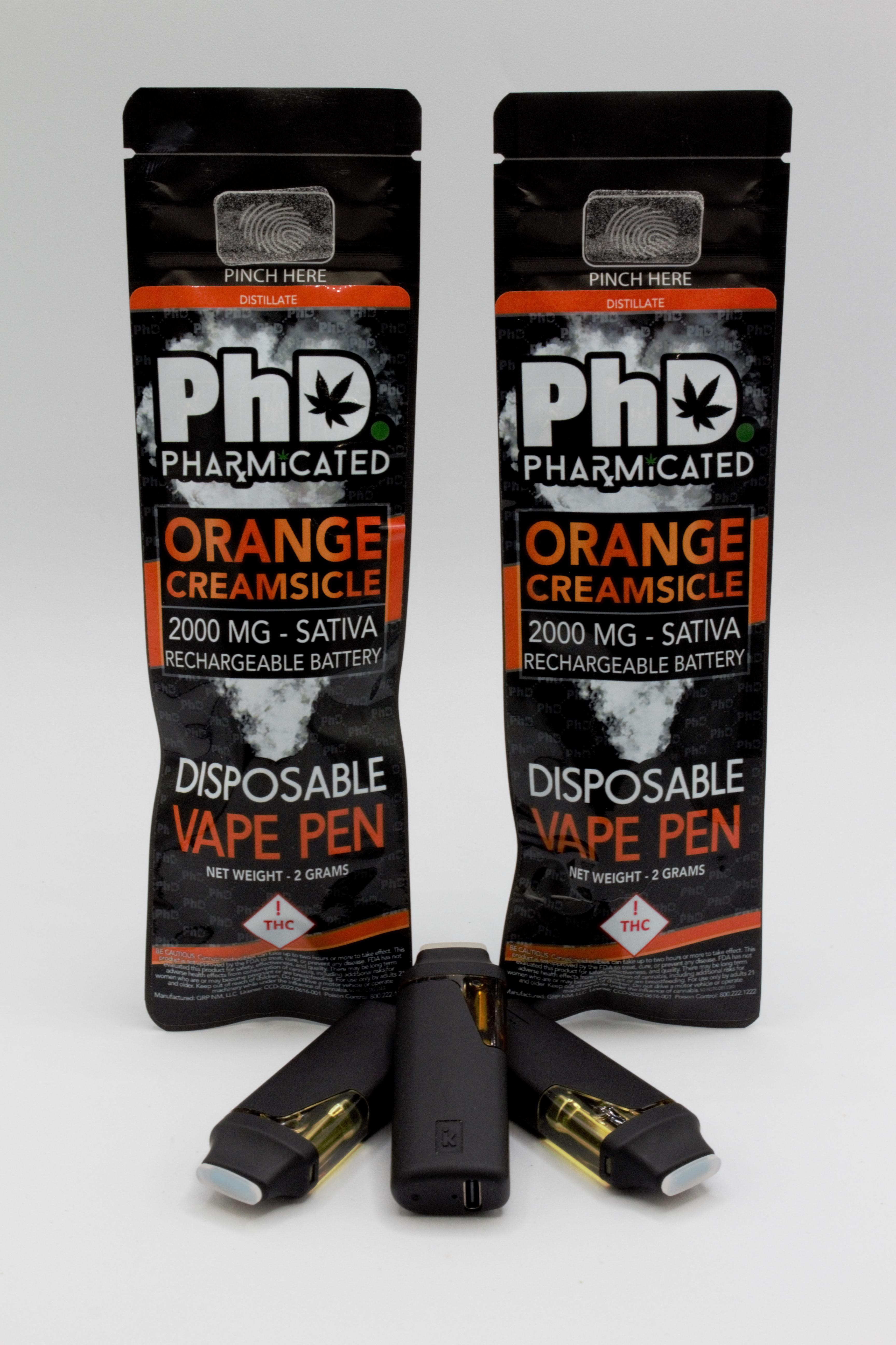 PhD Disposable D9 Vape Cart - 2000 mg - Orange Creamsicle (Case Size: 5 Each) (S)