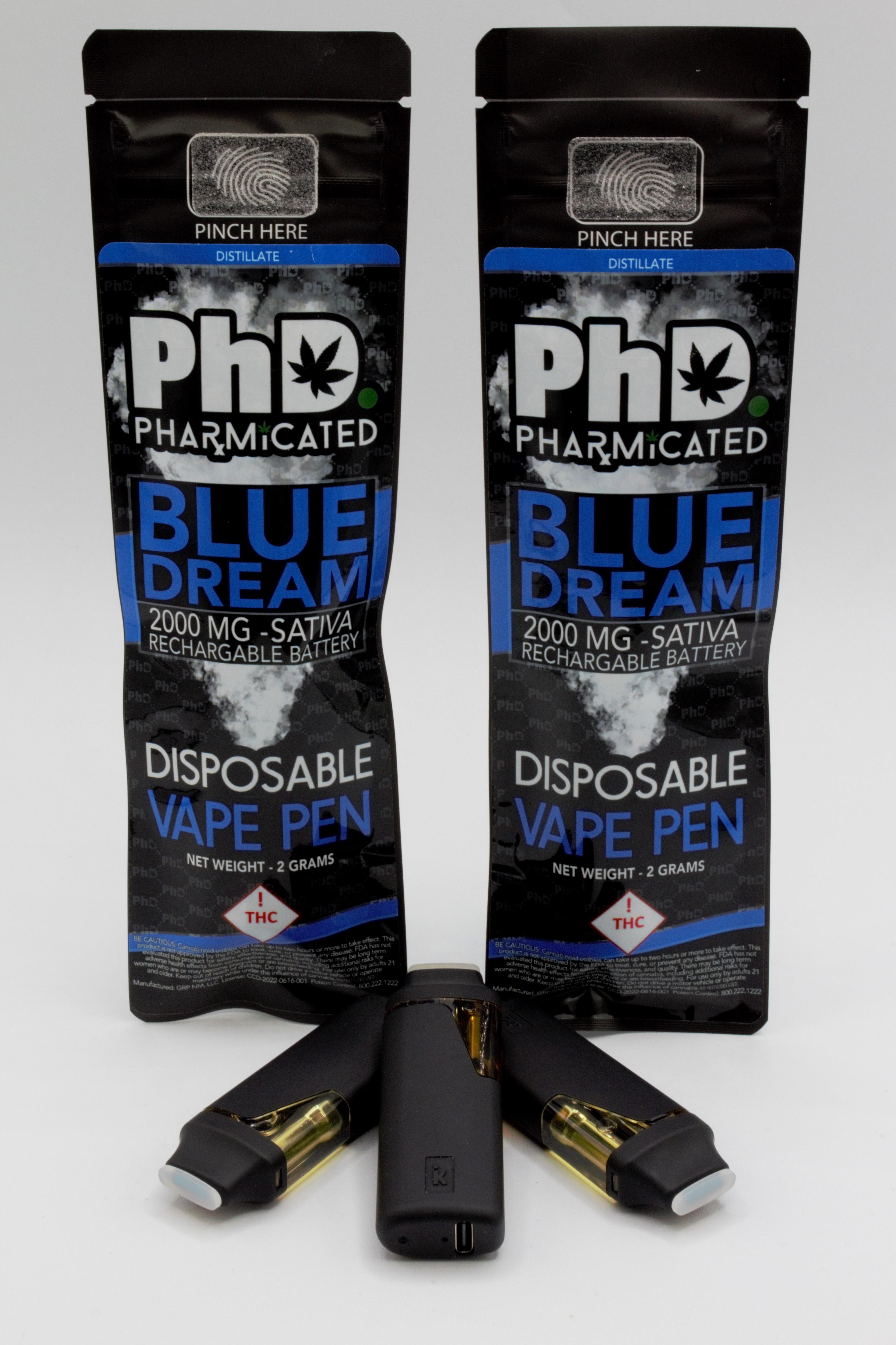 PhD Disposable Vape Cart - 2000 mg - Blue Dream (Case Size: 5 Each) (S)