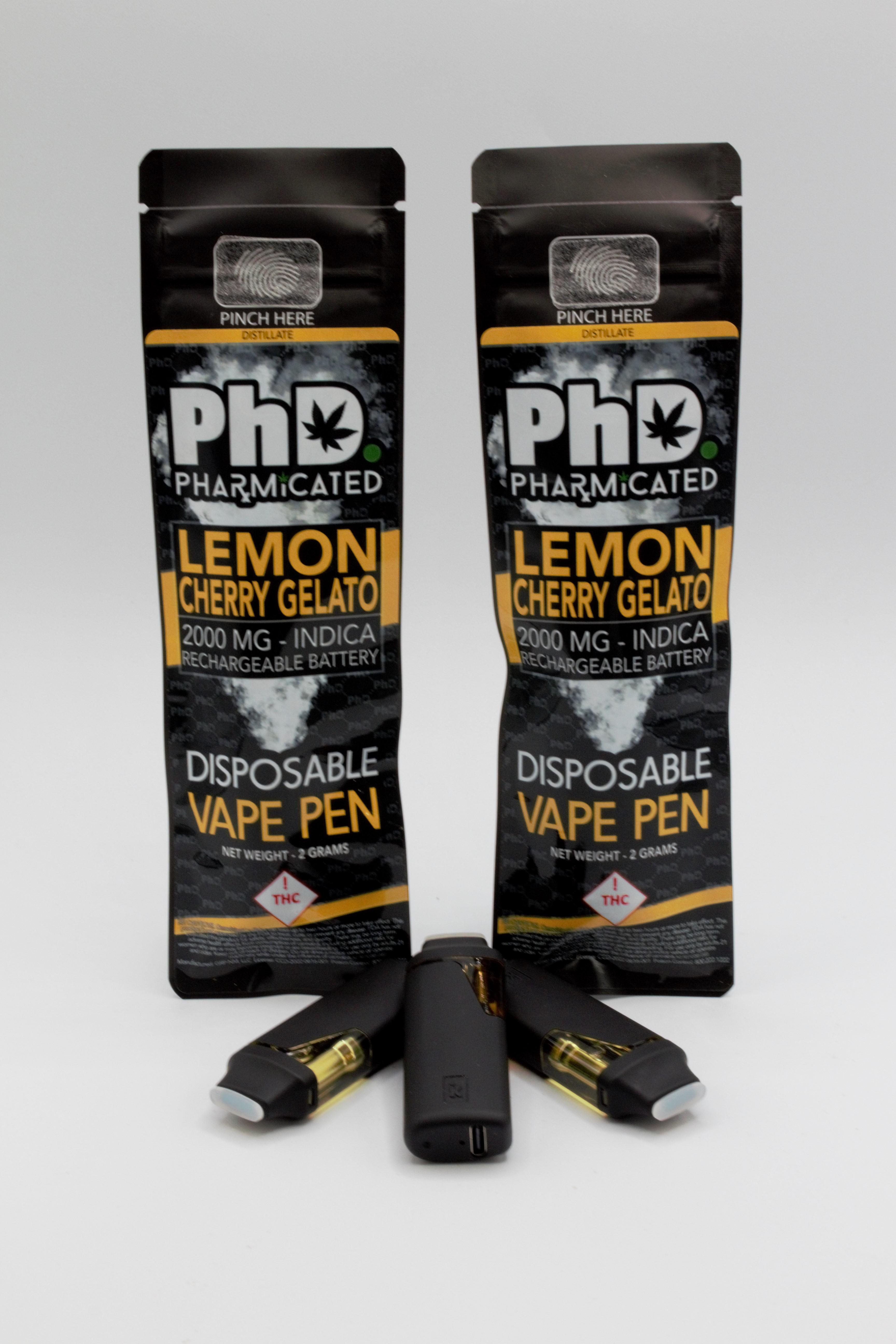 PhD Disposable Vape Cart - 2000 mg - Lemon Cherry Gelato (Case Size: 5 Each) (I)