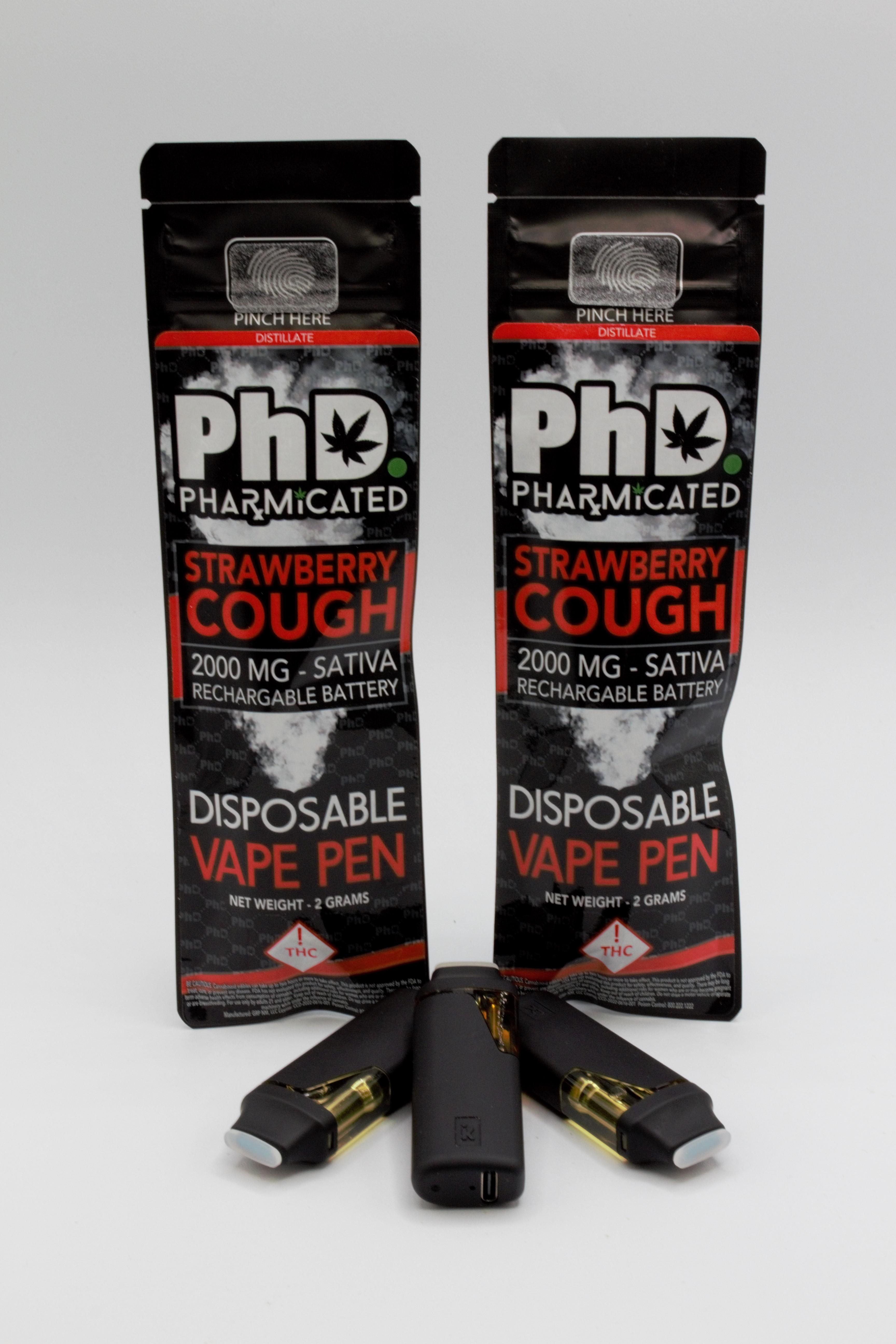 PhD Disposable Vape Cart - 2000 mg - Strawberry Cough (Case Size: 5 Each) (S)