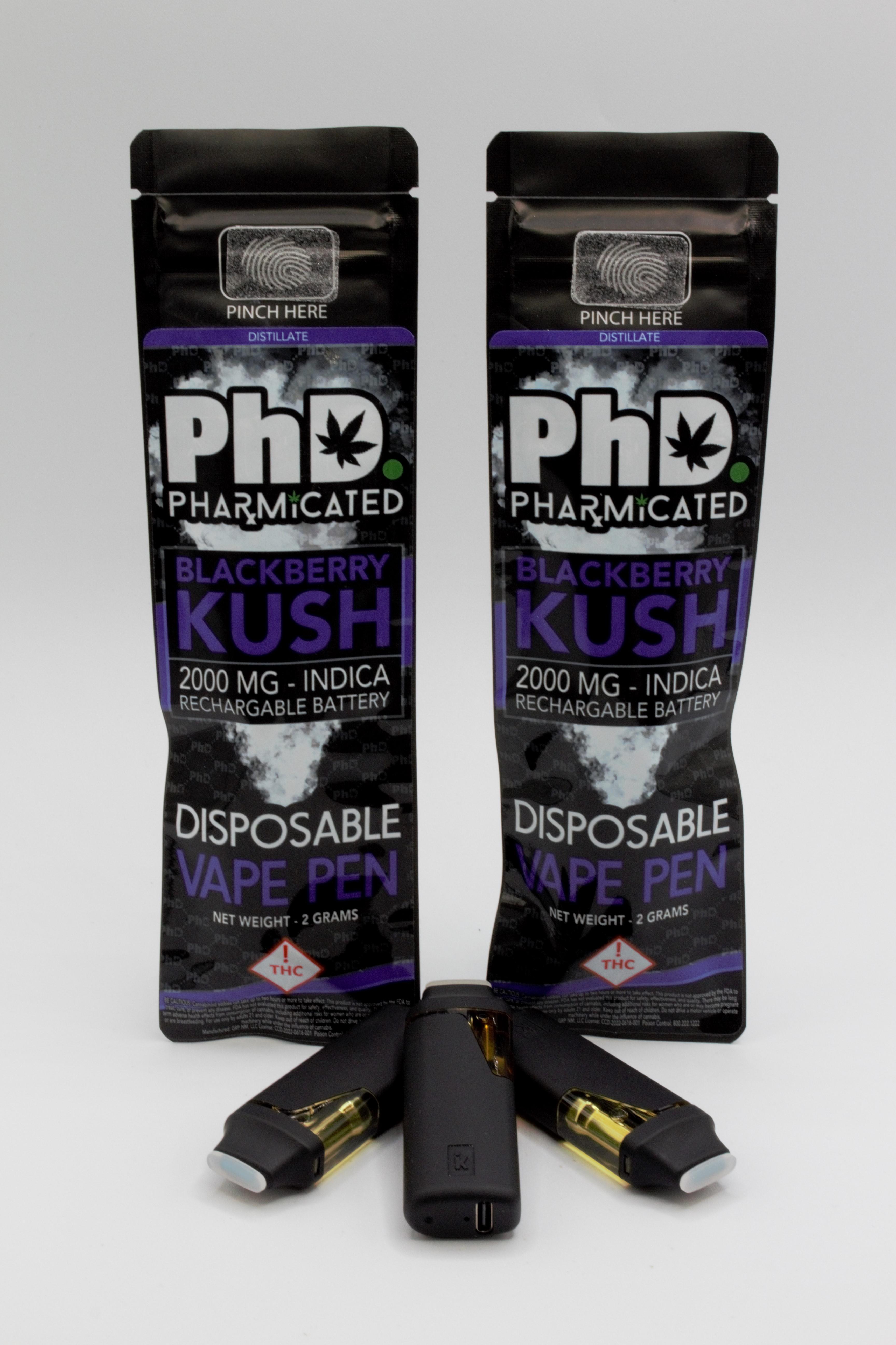 PhD Disposable Vape Cart - 2000 mg - Blackberry Kush (Case Size: 5 Each) (I)