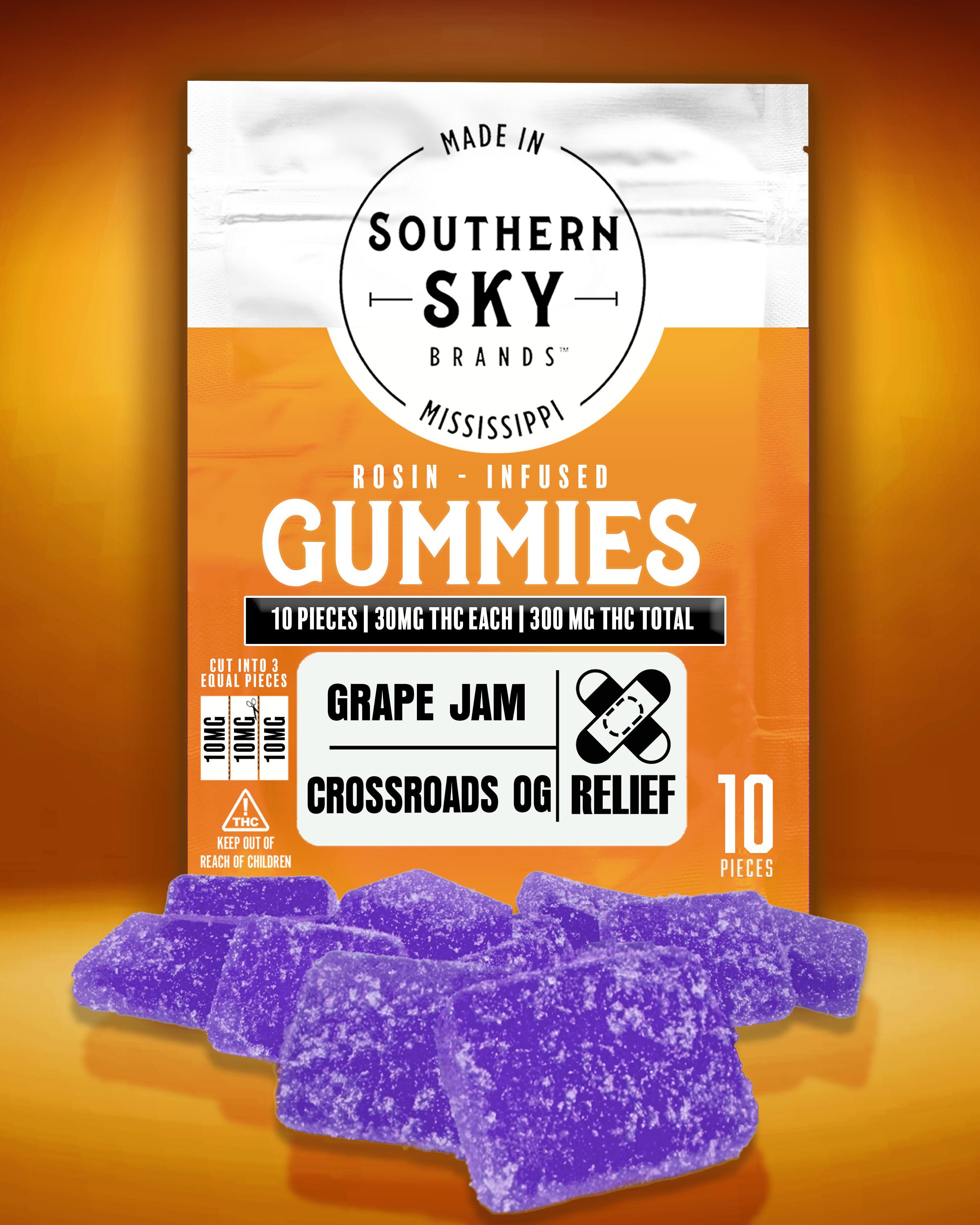 300mg LIVE ROSIN Grape Jam gummies [Crossroads OG] - 32.9mg THC - INDICA