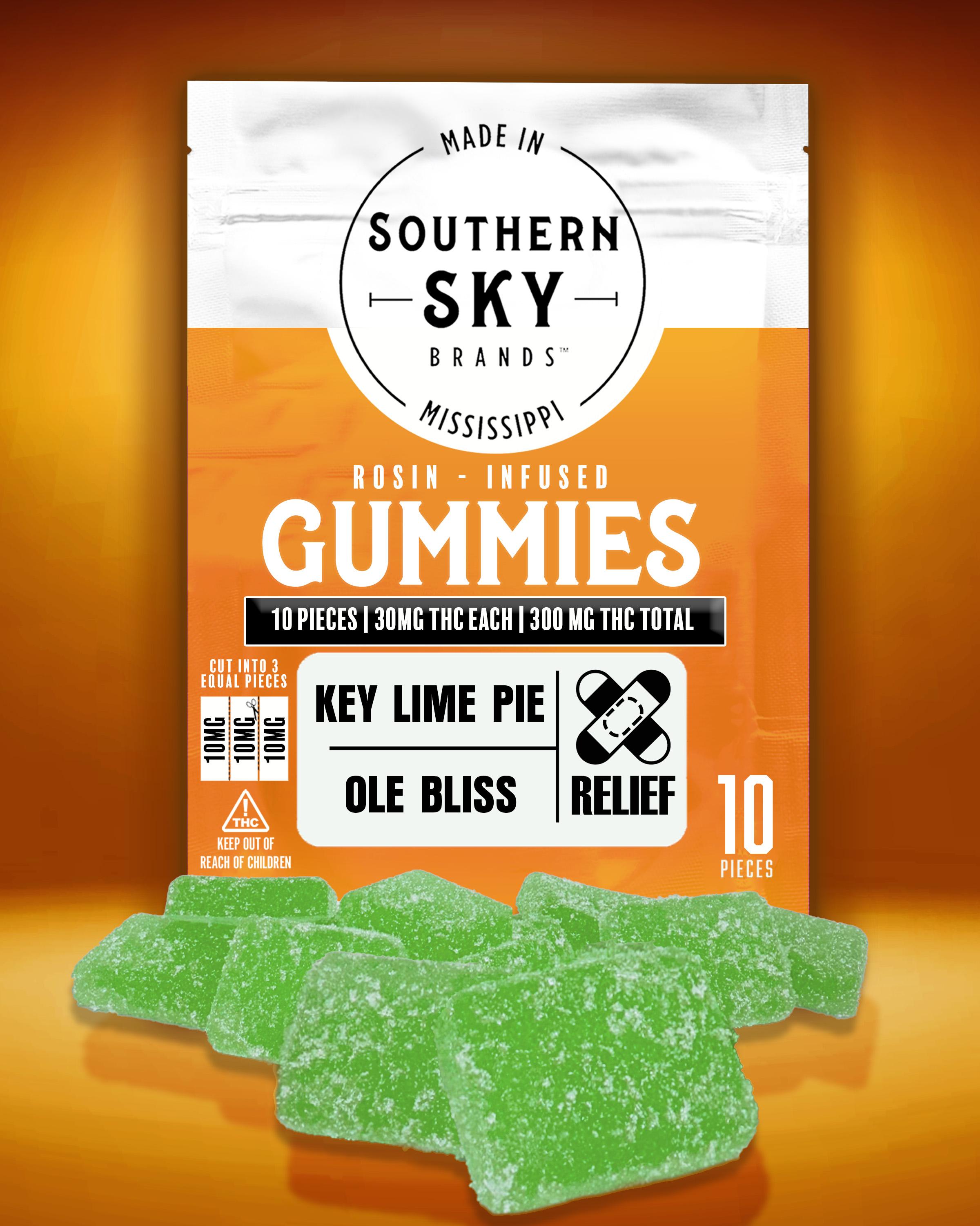 300mg LIVE ROSIN Key Lime Pie gummies [Ole Bliss] - 30.9mg THC - INDICA