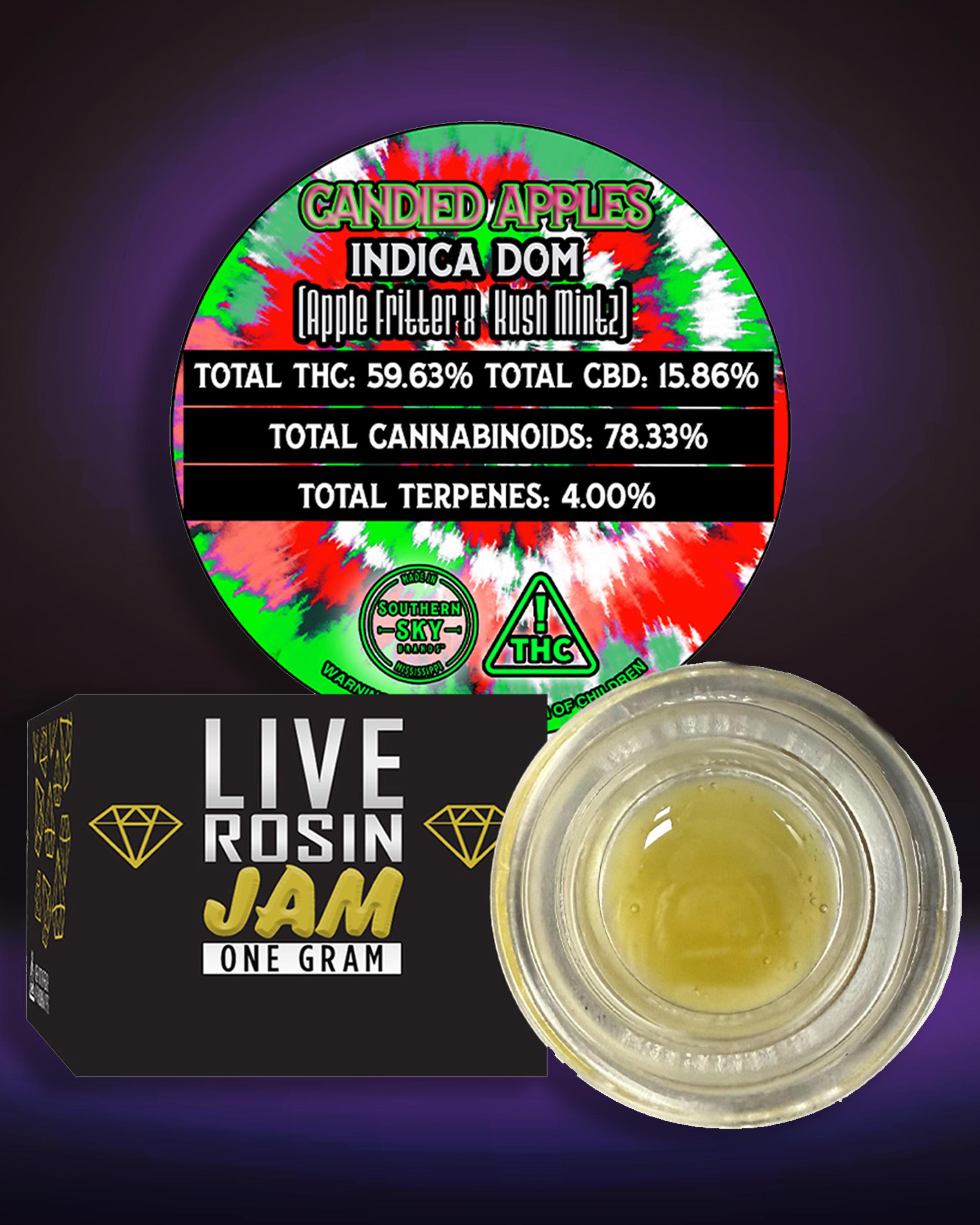 LIVE ROSIN JAM - 1g Candied Apples Jars (59.6% THC, 4.01% terps) - INDICA