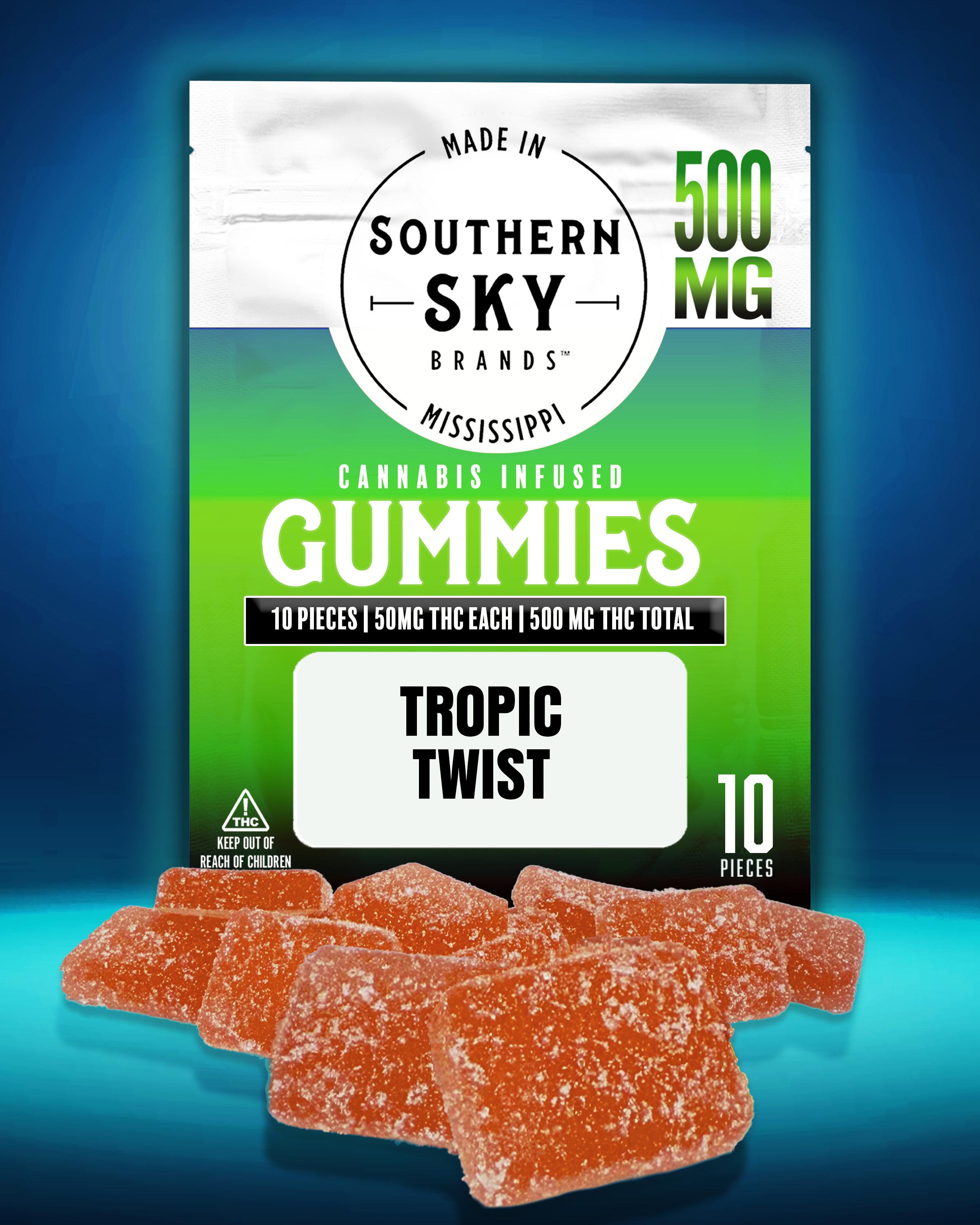 500mg Tropic Twist Gummies - 51.3mg/piece