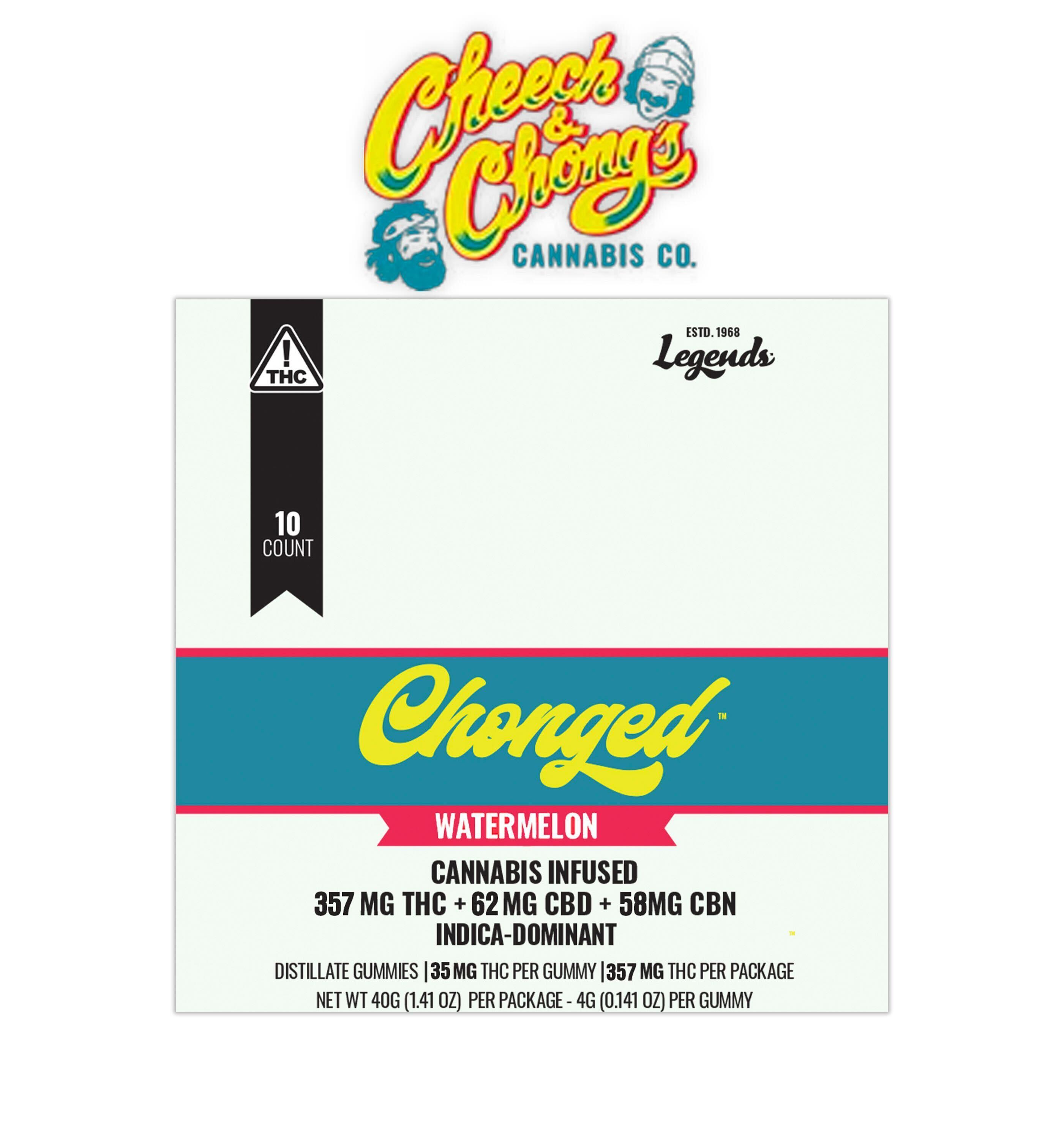 Cheech and Chong - 300:50:50 THC:CBD:CBN Watermelon Gummies - 32.6mg/piece - INDICA