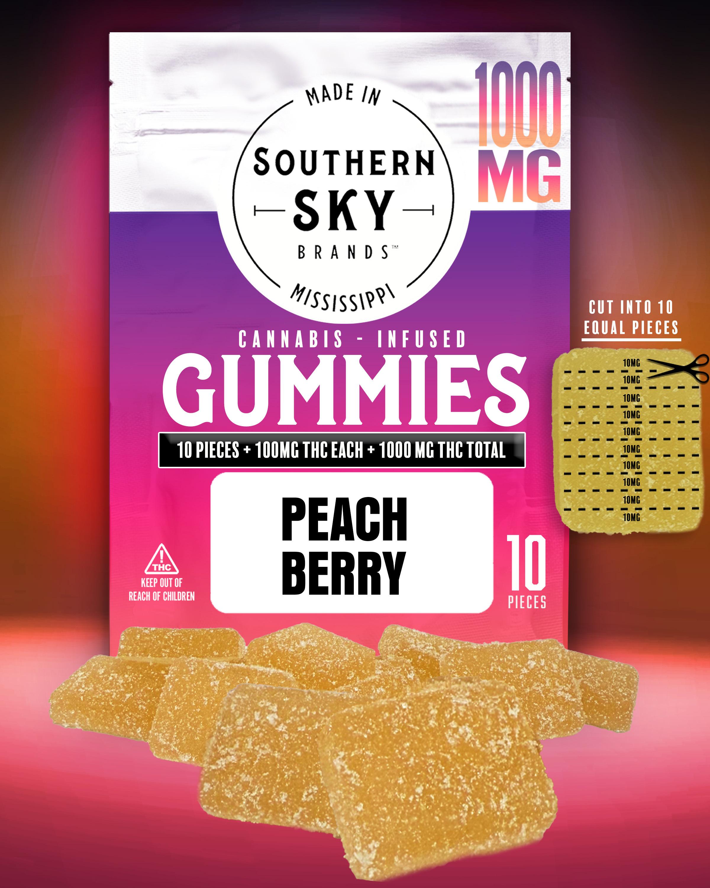 (100mg x 10) 1000mg Peach Berry Gummies - 99.4mg/piece