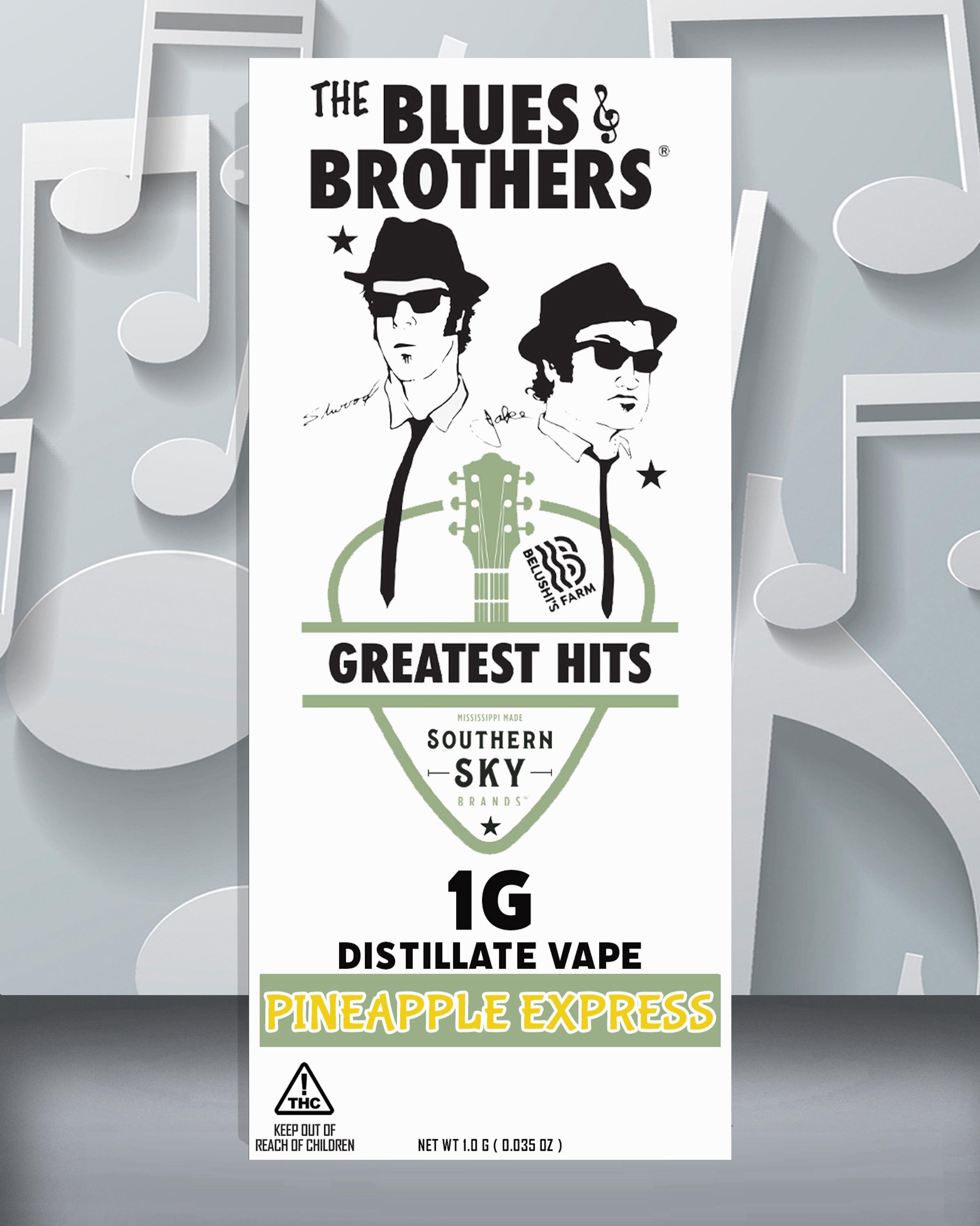 The Blues Brothers - 1g Pineapple Express Vape Cart (59.7% THC, 25.7% CBD, 1.6% CBG) - HYBRID