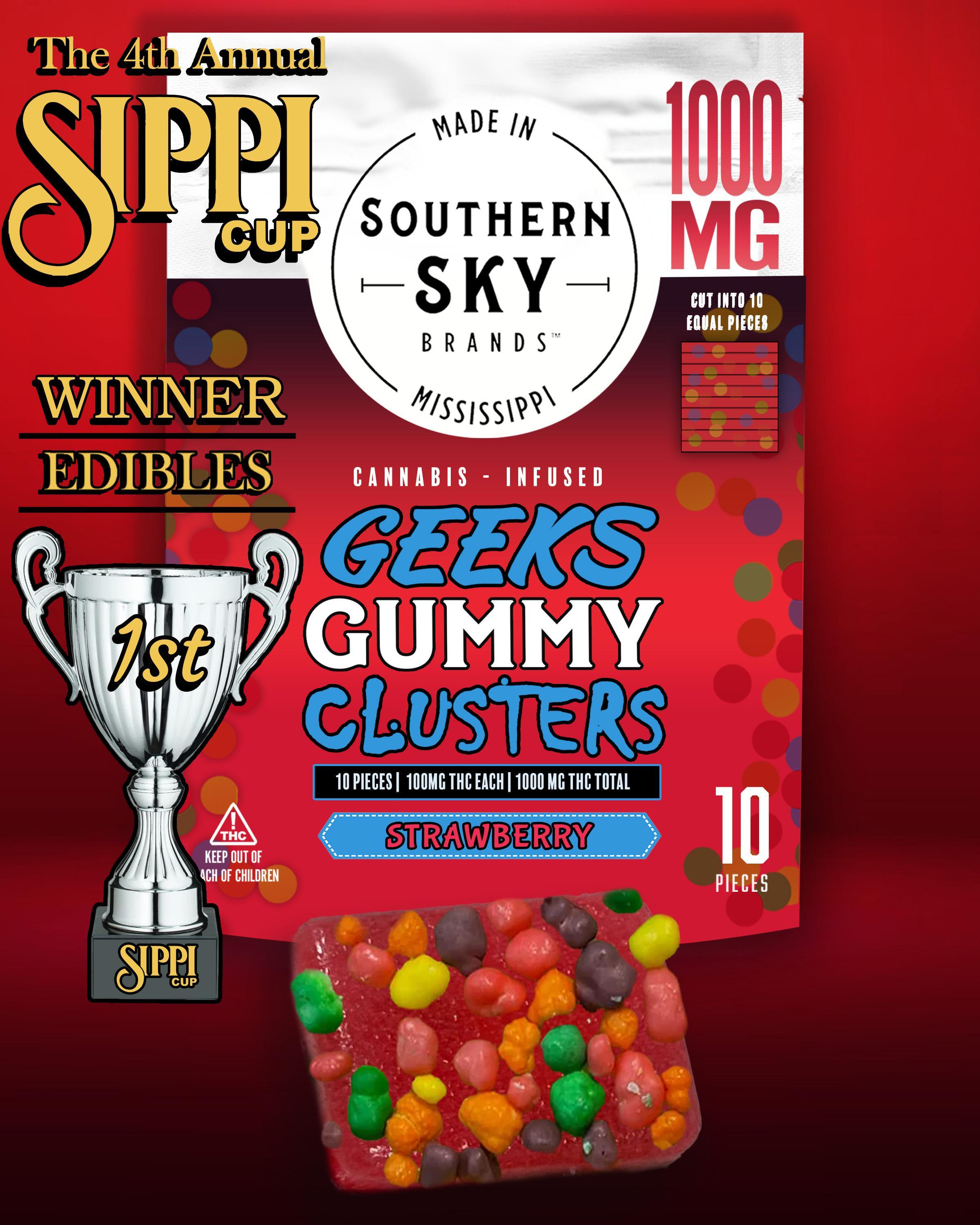 Award-Winning 1000mg Strawberry Geek Gummy Clusters - 109.0mg/piece (100mg x 10)