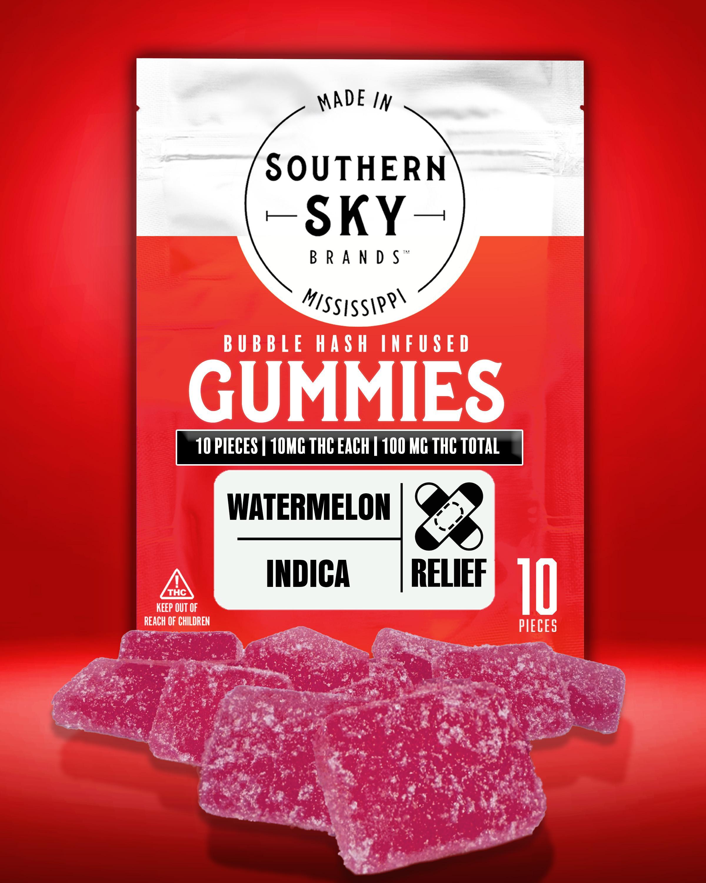 100mg Solventless Watermelon Indica Gummies [Bubble Hash-Infused] - 10.2mg THC