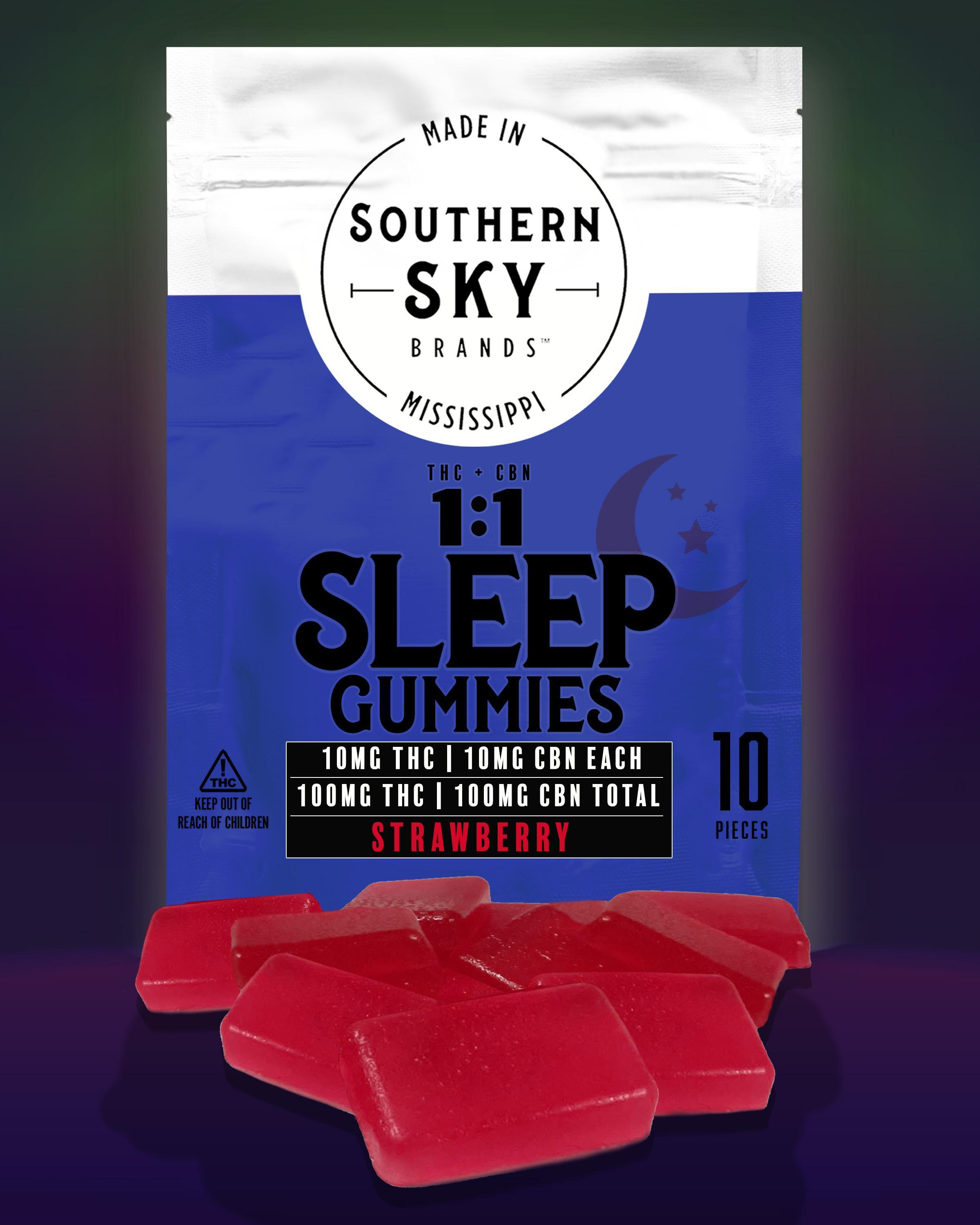 1:1 THC:CBN Strawberry Sleep Gummies - 11.0mg THC + 9.5mg CBN