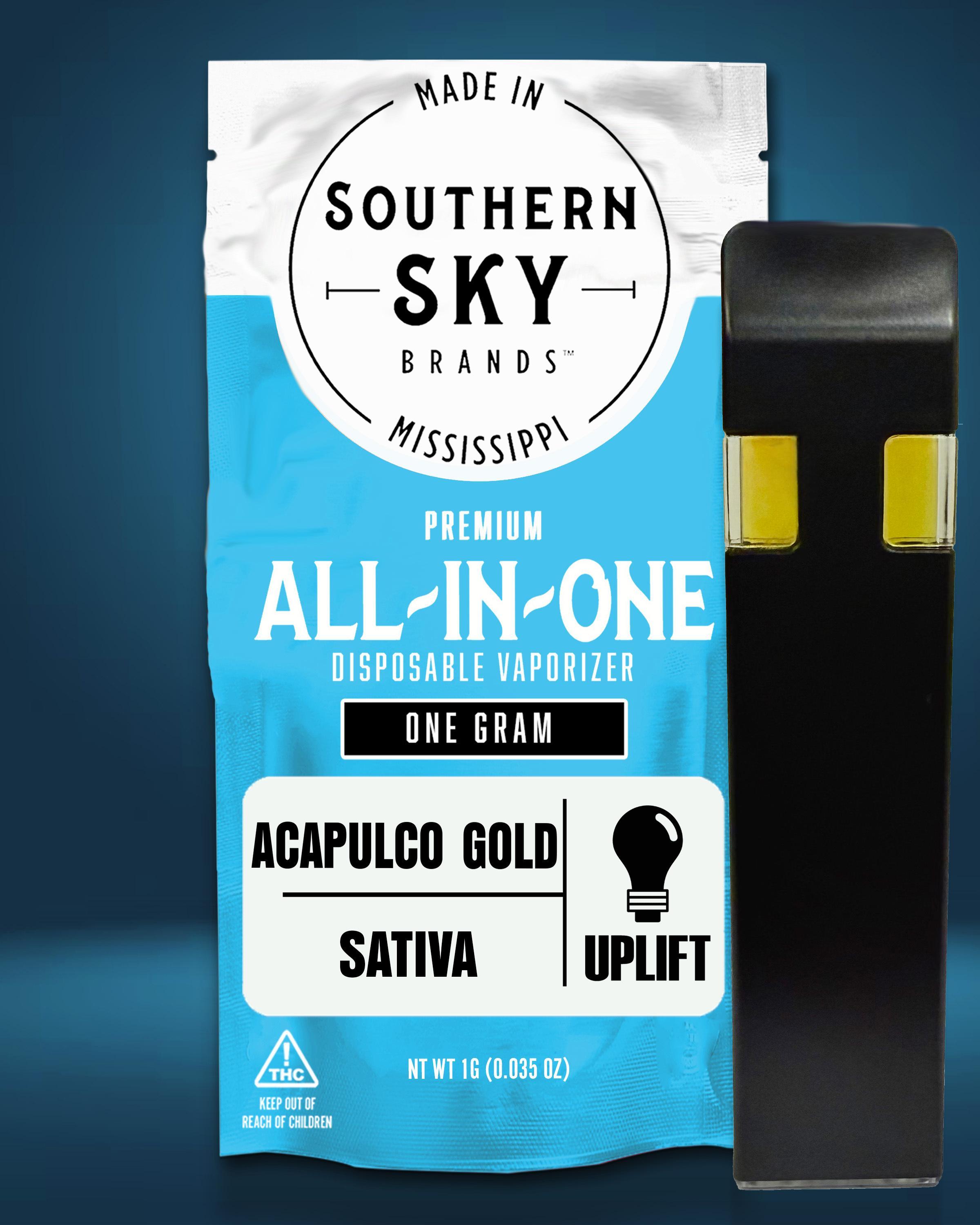 1g Acapulco Gold Disposable Vape (58.2% THC, 24.6% CBD, 2.8% CBG) - SATIVA