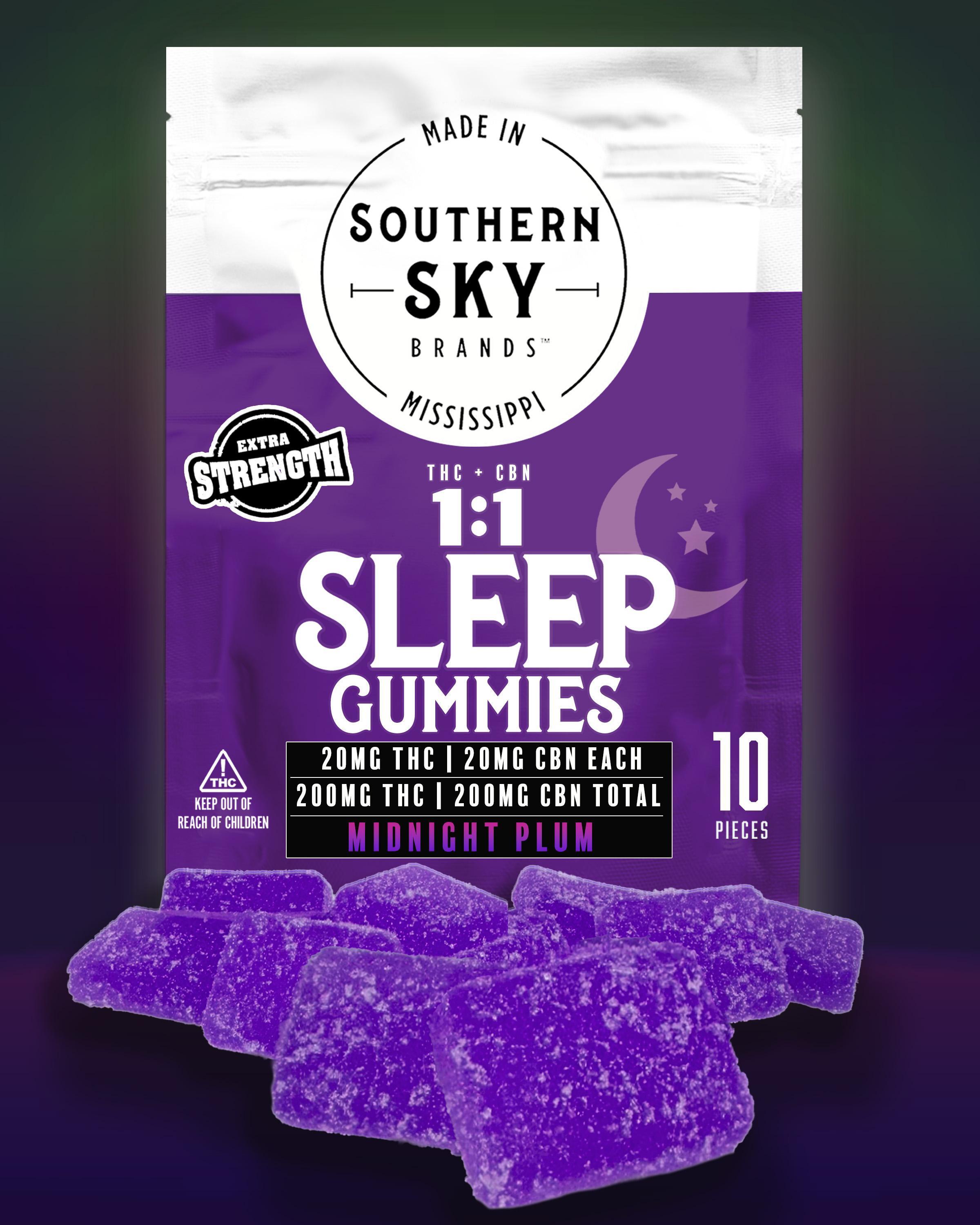 1:1 THC:CBN 200mg Midnight Plum Sleep Gummies - 20.1mg THC + 19.3mg CBN - INDICA