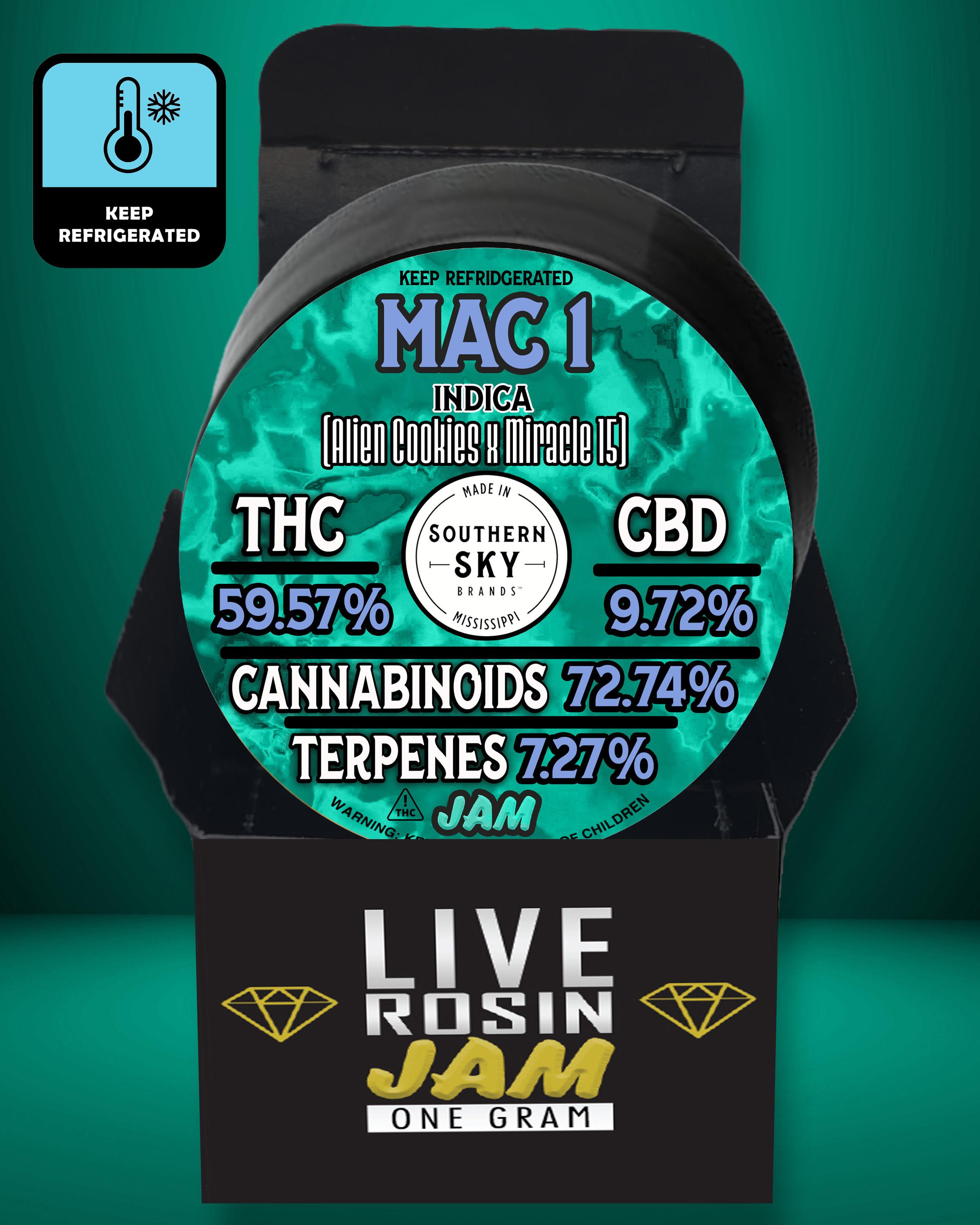 LIVE ROSIN JAM - 1g MAC 1 Jars (59.6% THC, 7.28% Terpenes) - INDICA