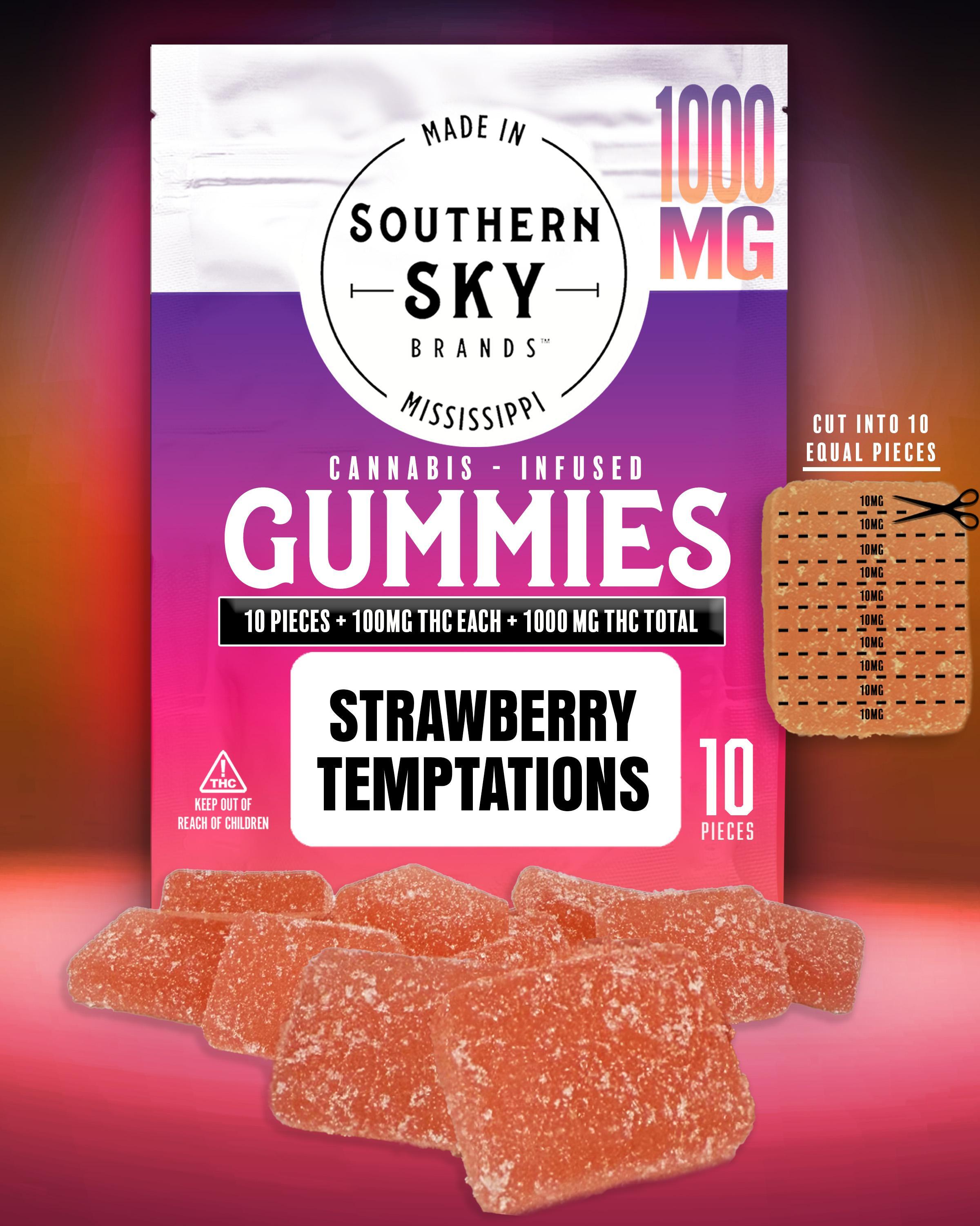(100mg x 10) 1000mg Strawberry Temptations Gummies - 109.8mg/piece