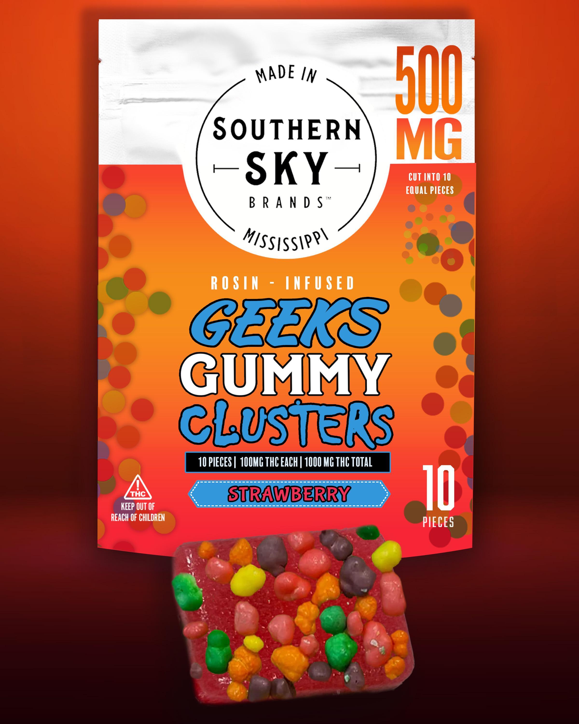 LIVE ROSIN 500mg Strawberry - Geek Gummy Clusters [Who Dank x Cali Zmoothie] - 53.3mg/piece