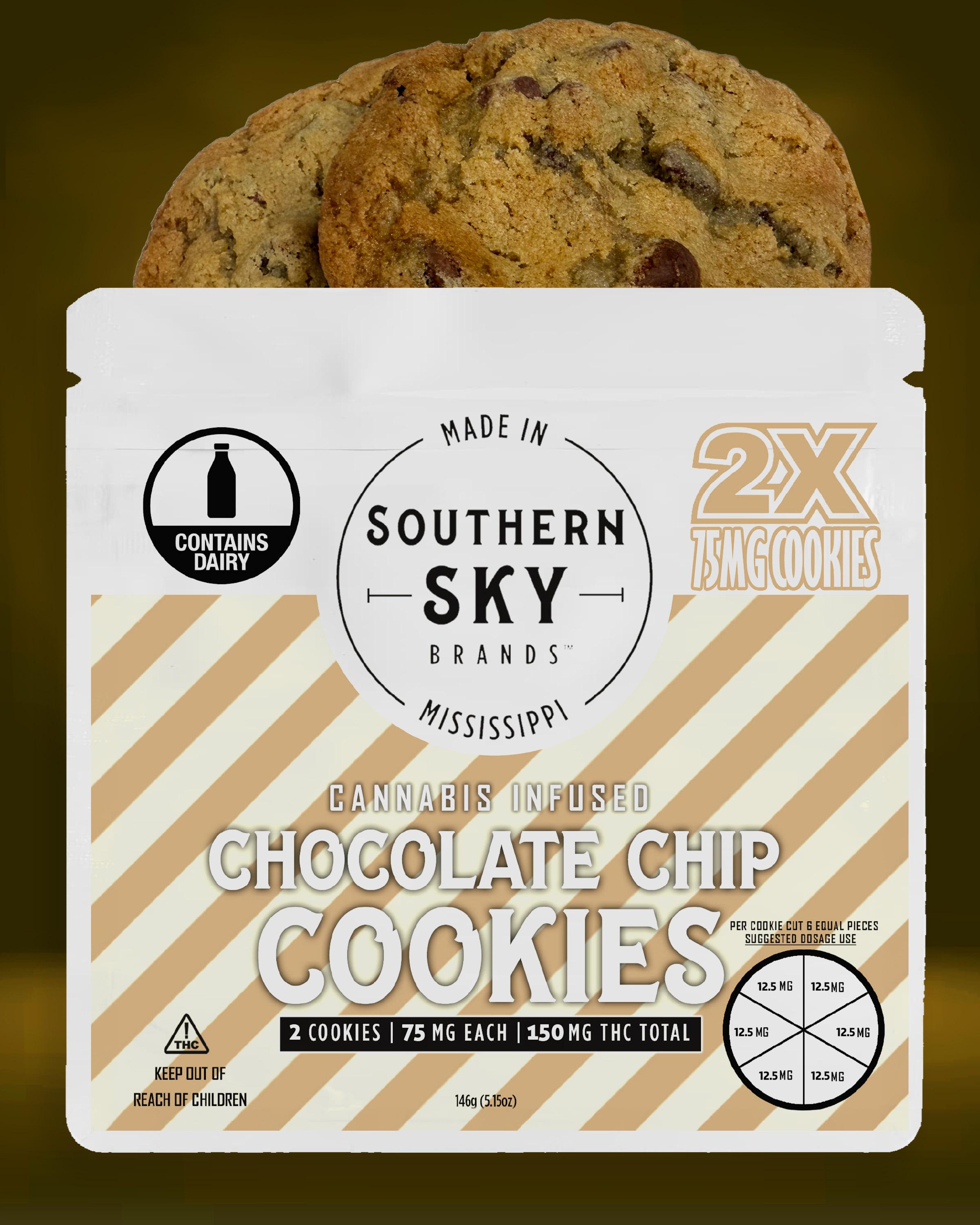 150mg [2 x 75mg] Chocolate Chip Cookies 2-Pack - 82.4mg/Cookie