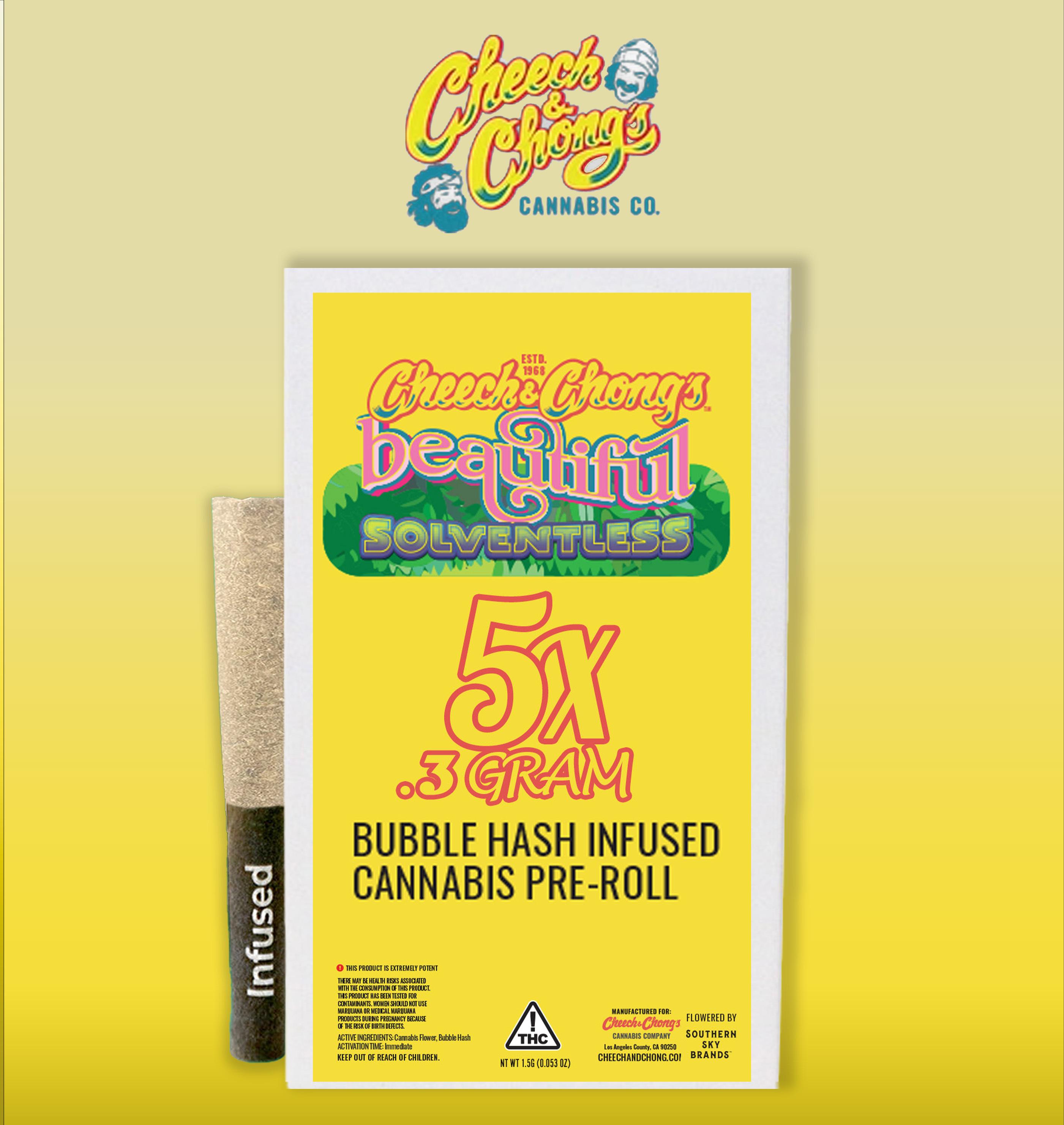 Cheech and Chong - Bubble Hash-Infused 0.3g Stadankohhh Pre-Roll 5-Pack (28.5% THC, 2.04% Terpenes) - INDICA HYBRID