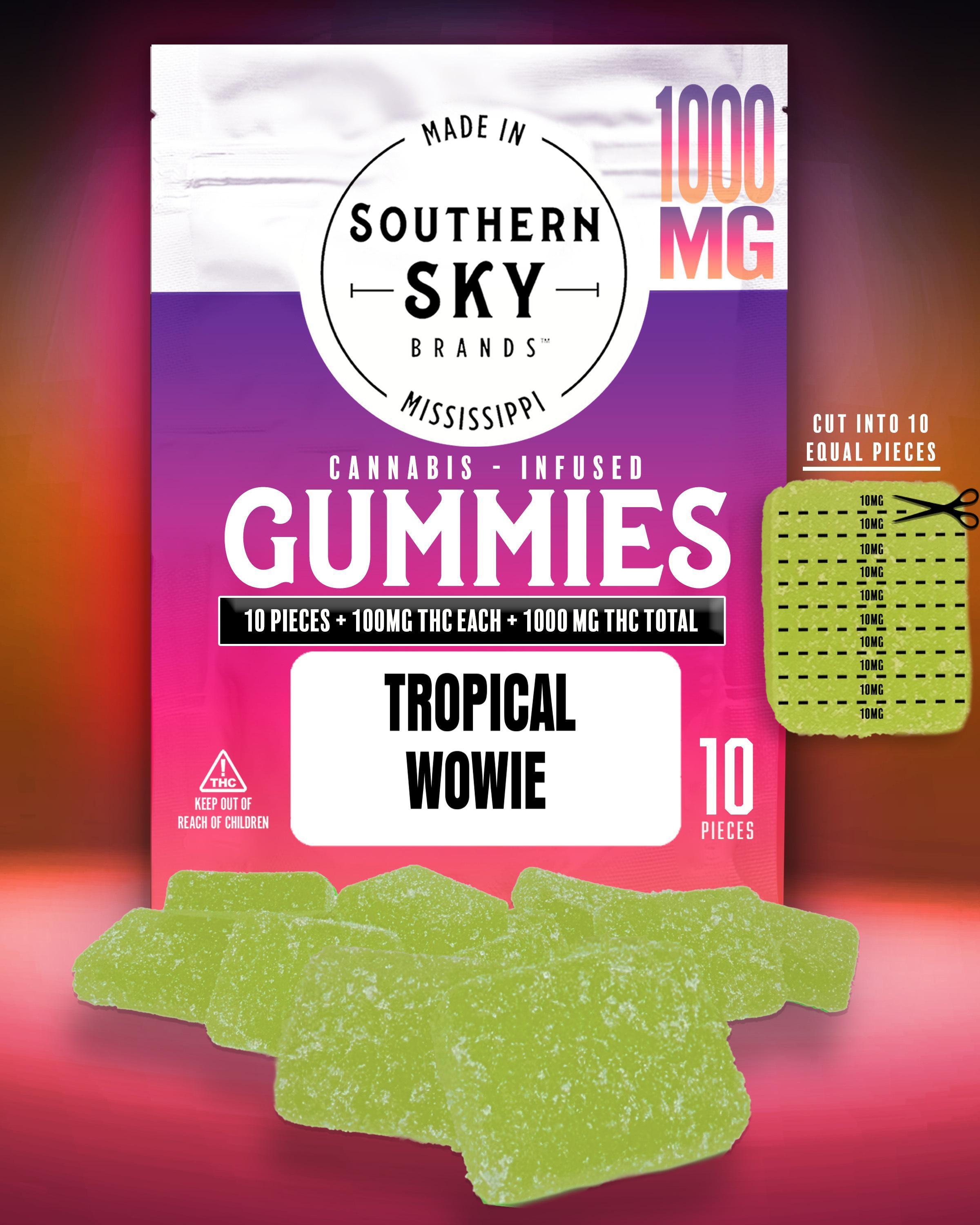 (100mg x 10) 1000mg Tropical Wowie Gummies - 106.1mg/piece