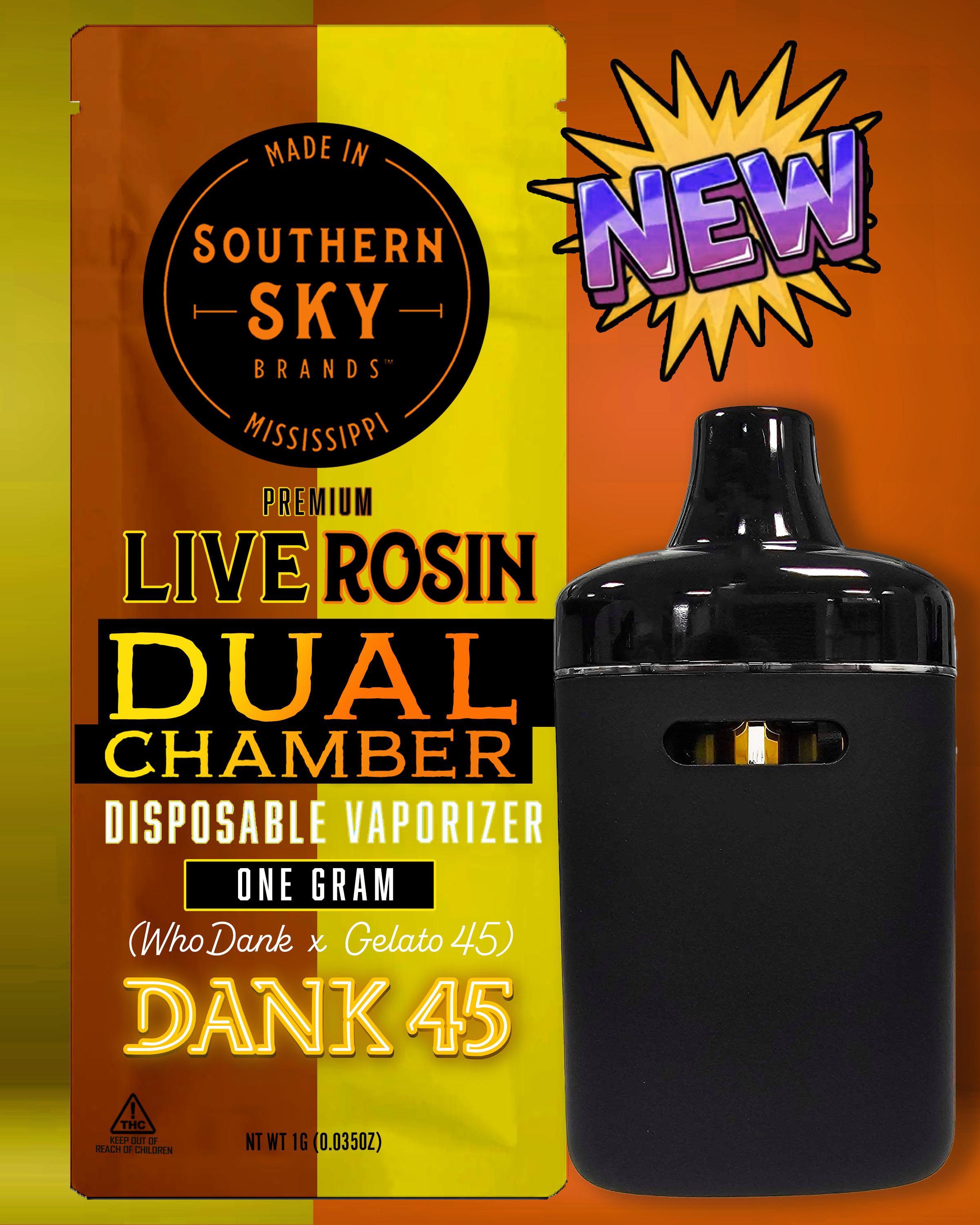 [0.5g x 2] 1g "Dank 45" [Who Dank x Gelato 45] Live Rosin Double-Sided Disposable Vape (56.4% THC, 6.15% Terpenes) - HYBRID